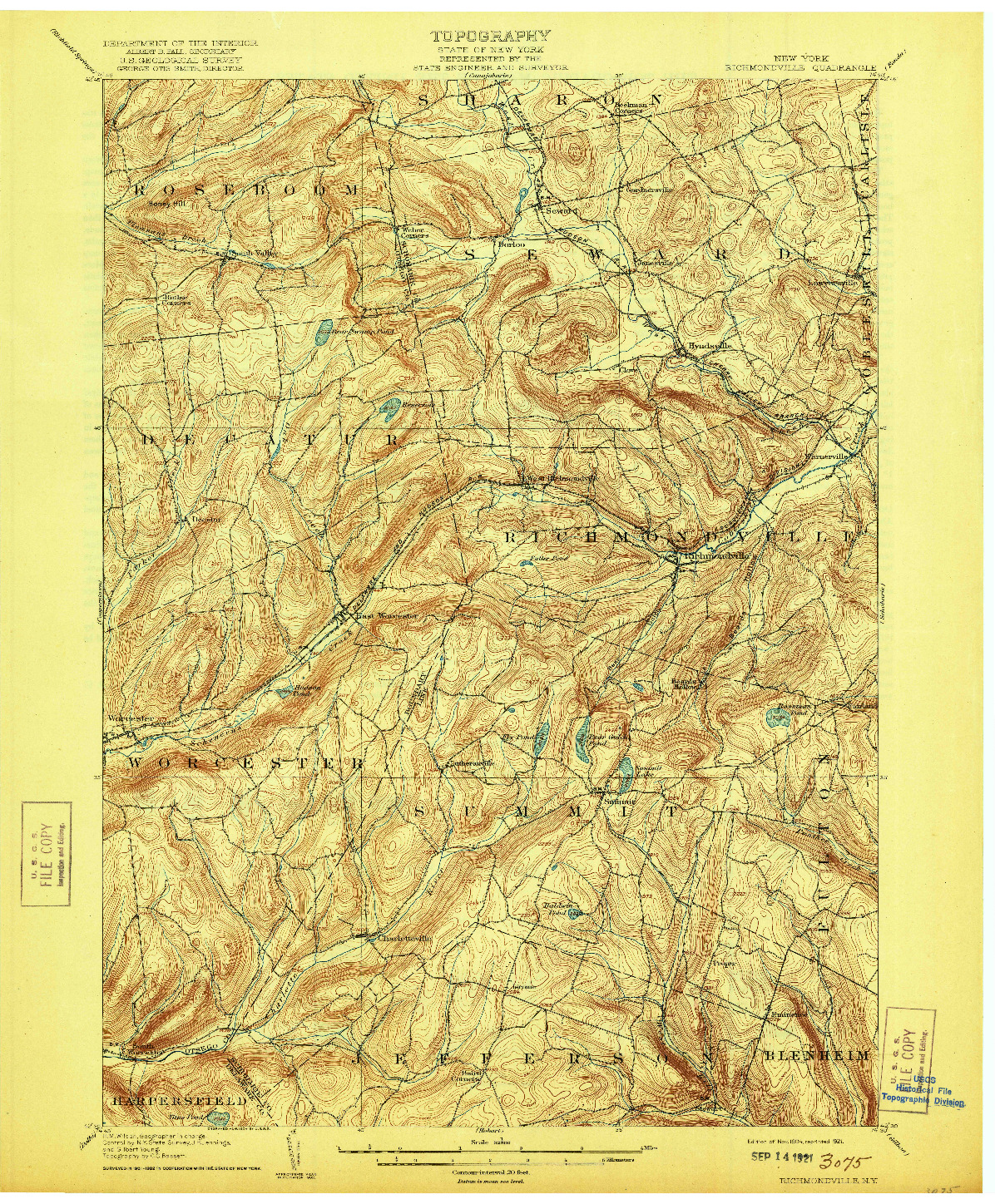 USGS 1:62500-SCALE QUADRANGLE FOR RICHMONDVILLE, NY 1904