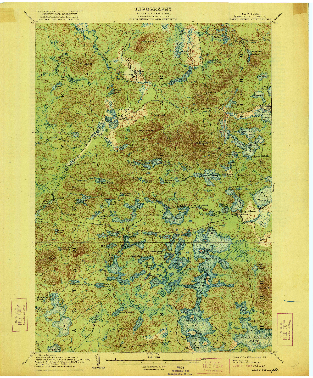 USGS 1:62500-SCALE QUADRANGLE FOR SAINT REGIS, NY 1905