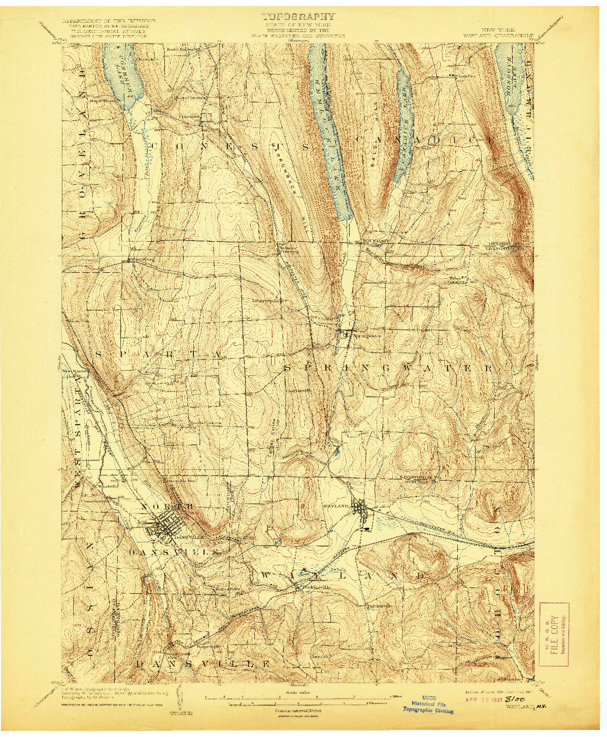 USGS 1:62500-SCALE QUADRANGLE FOR WAYLAND, NY 1904