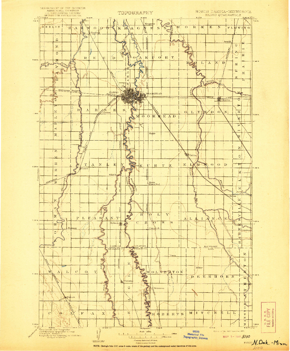 USGS 1:125000-SCALE QUADRANGLE FOR FARGO, ND 1897