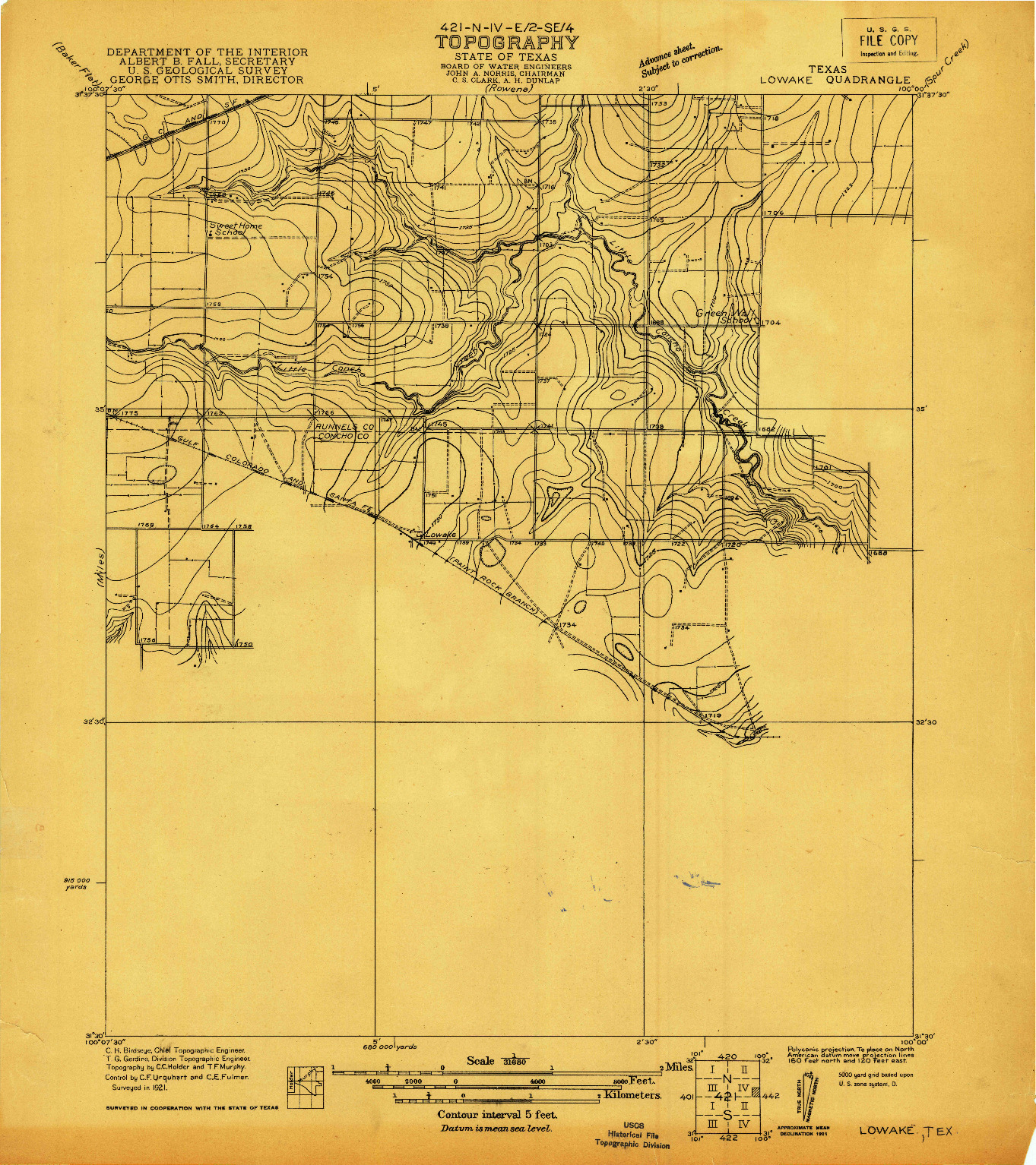 USGS 1:31680-SCALE QUADRANGLE FOR LOWAKE, TX 1921