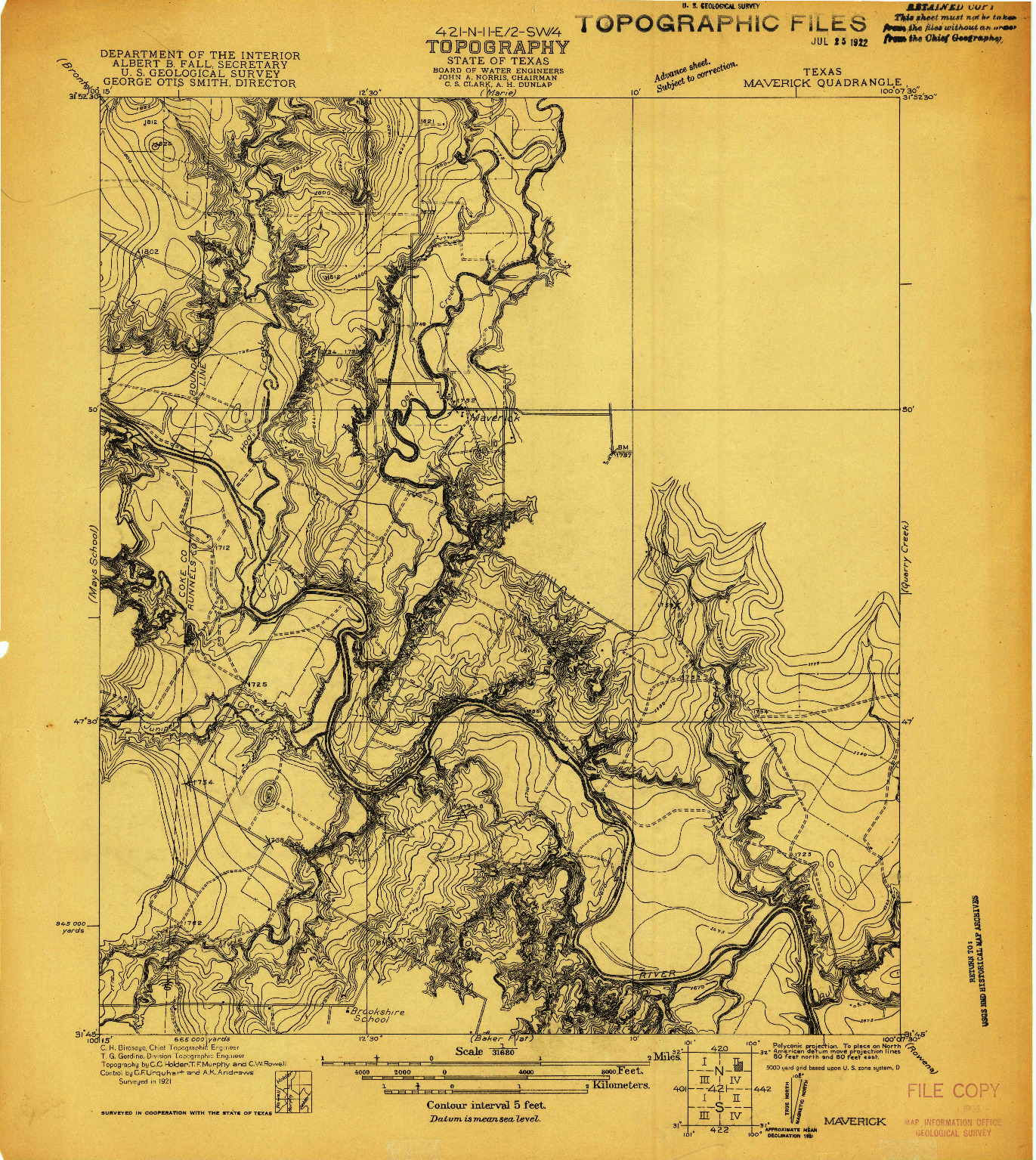 USGS 1:31680-SCALE QUADRANGLE FOR MAVERICK, TX 1921