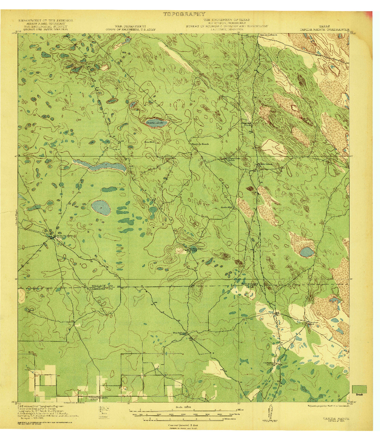 USGS 1:62500-SCALE QUADRANGLE FOR TARIDA RANCH, TX 1921