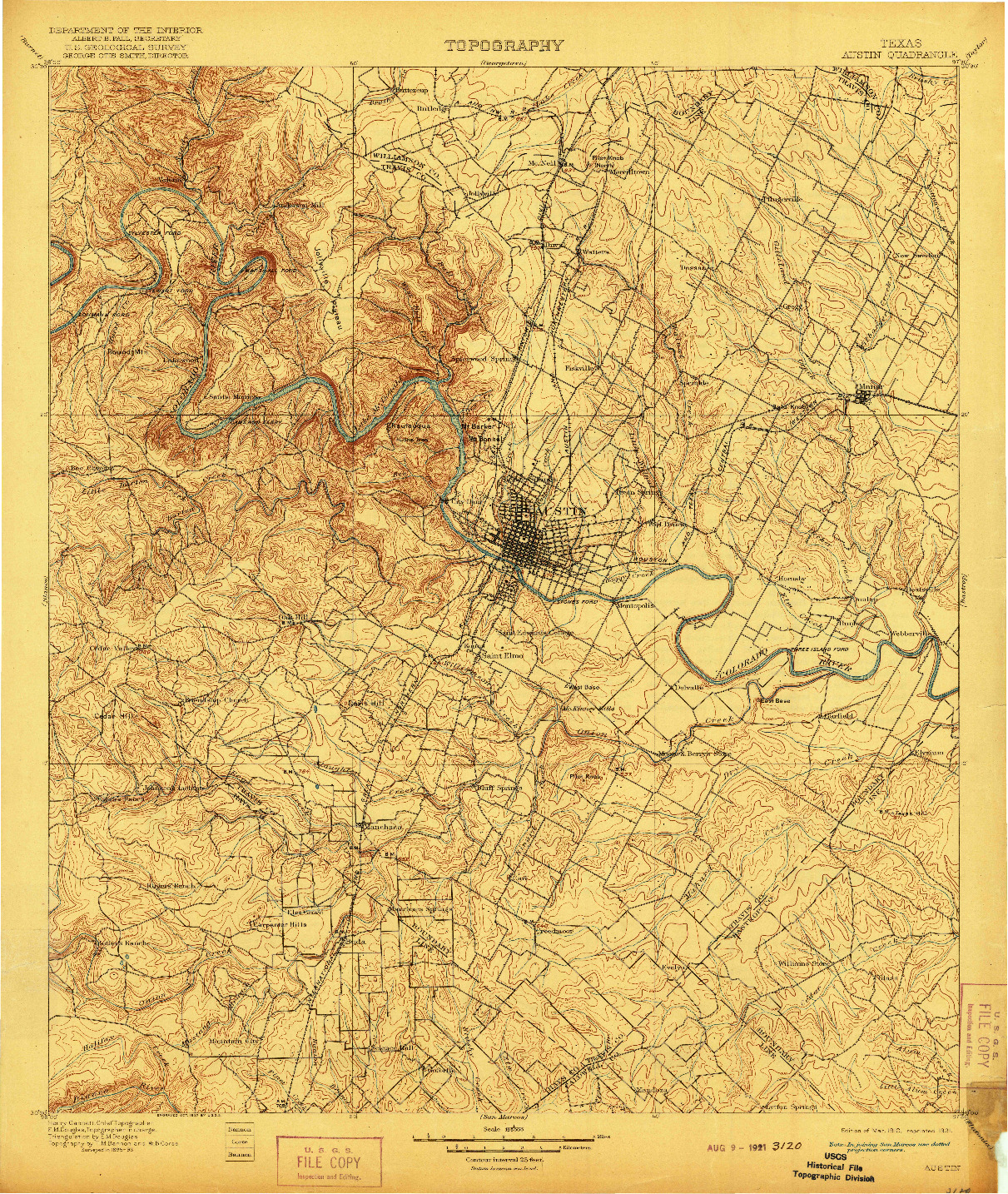 USGS 1:125000-SCALE QUADRANGLE FOR AUSTIN, TX 1910