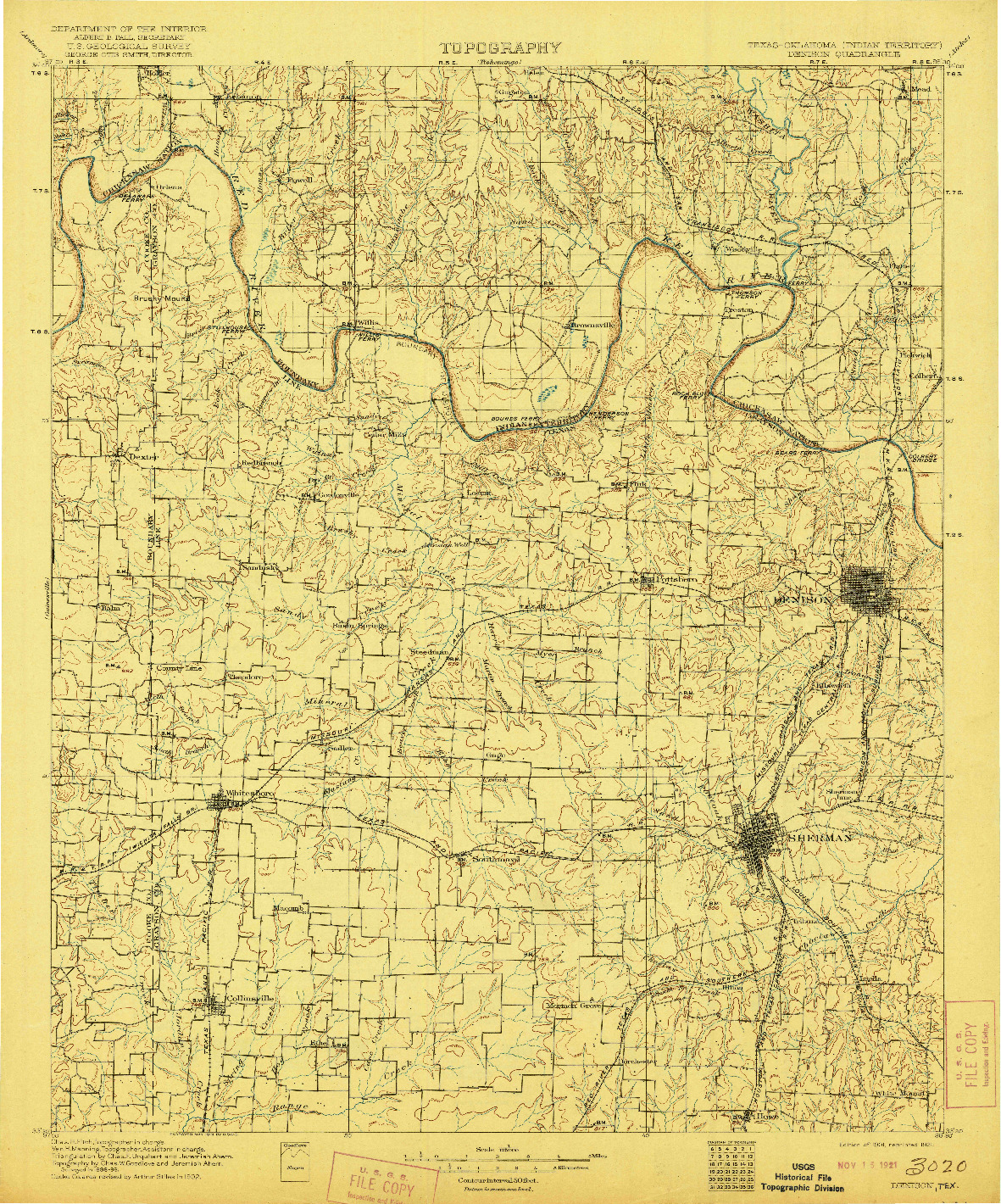 USGS 1:125000-SCALE QUADRANGLE FOR DENISON, TX 1901