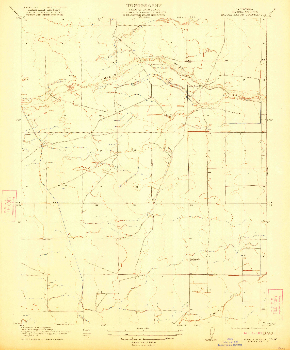 USGS 1:31680-SCALE QUADRANGLE FOR BONITA RANCH, CA 1921