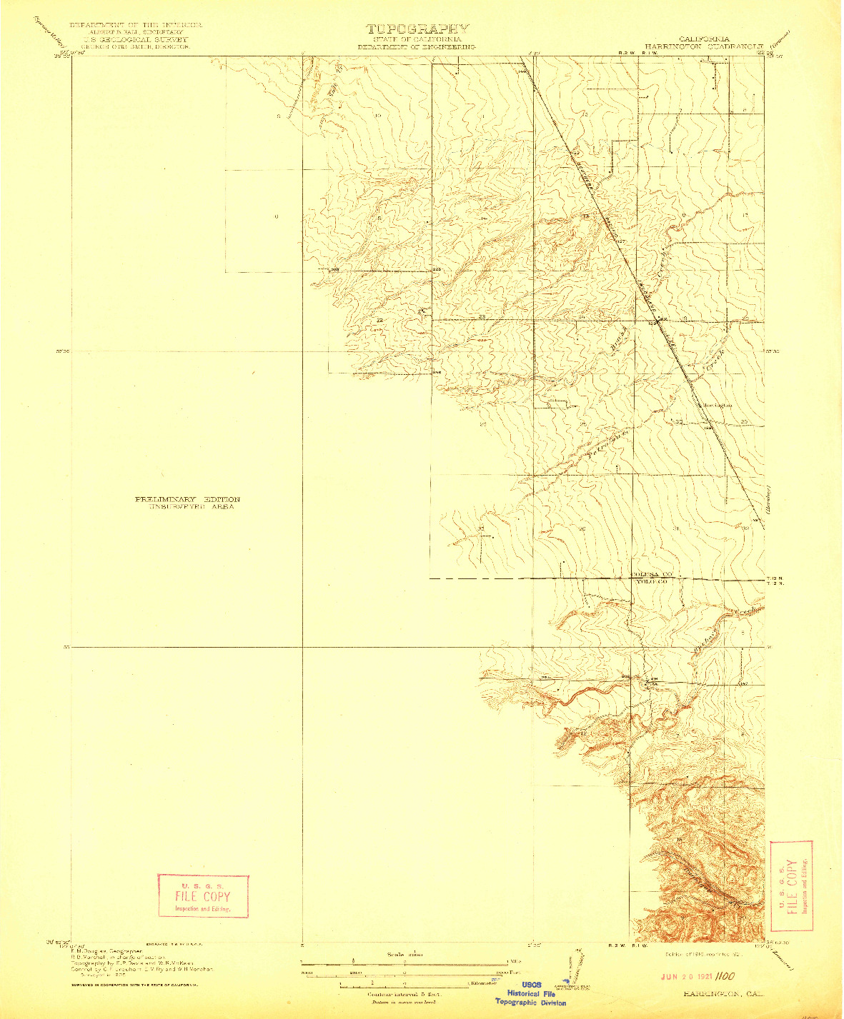 USGS 1:31680-SCALE QUADRANGLE FOR HARRINGTON, CA 1916