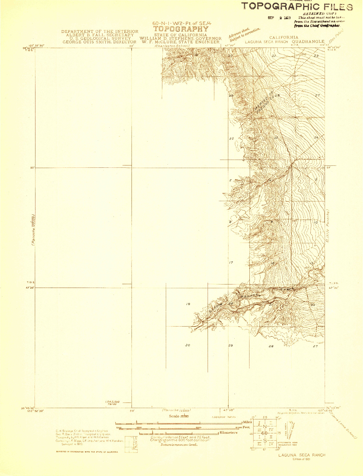USGS 1:31680-SCALE QUADRANGLE FOR LAGUNA SECA RANCH, CA 1921