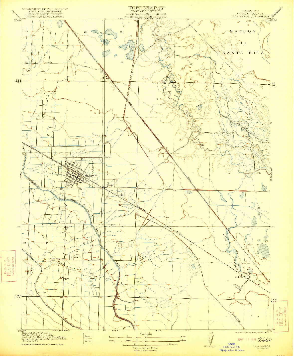 USGS 1:31680-SCALE QUADRANGLE FOR LOS BANOS, CA 1921
