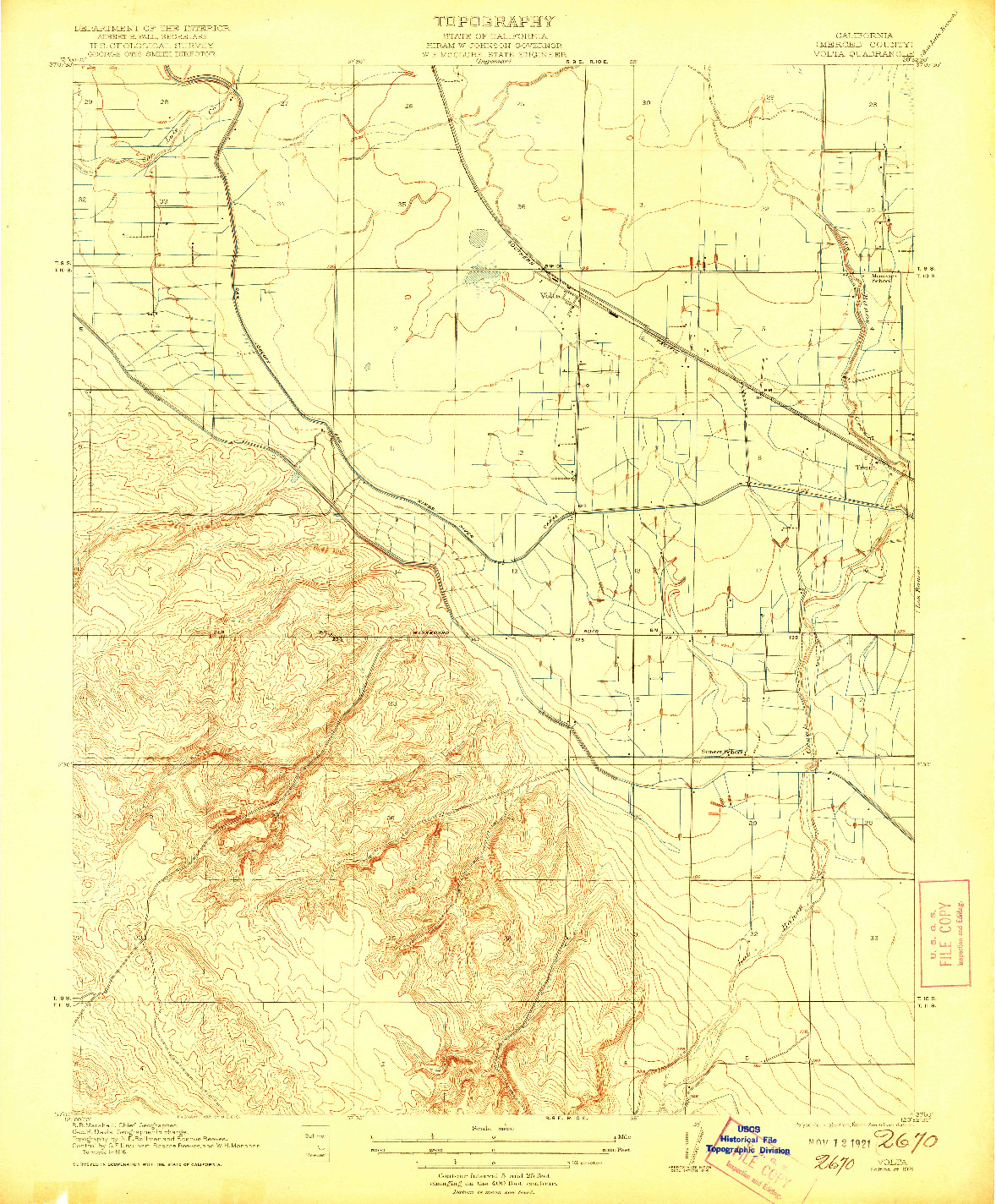 USGS 1:31680-SCALE QUADRANGLE FOR VOLTA, CA 1921