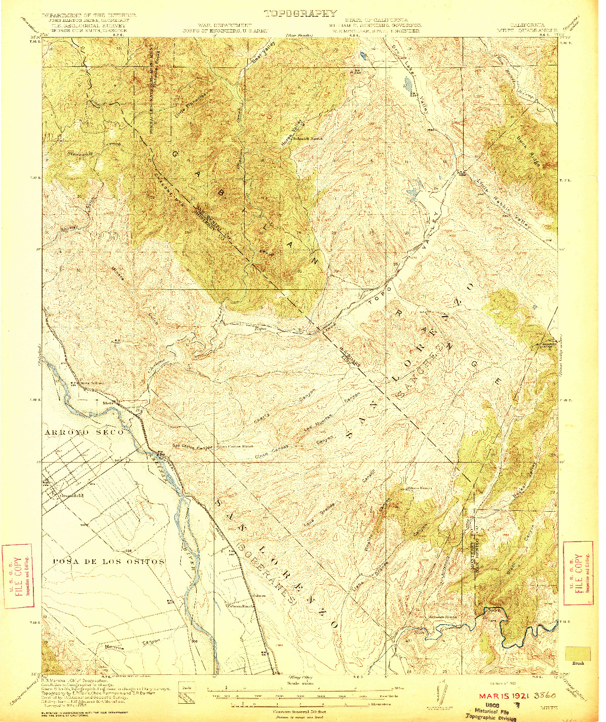 USGS 1:62500-SCALE QUADRANGLE FOR METZ, CA 1921