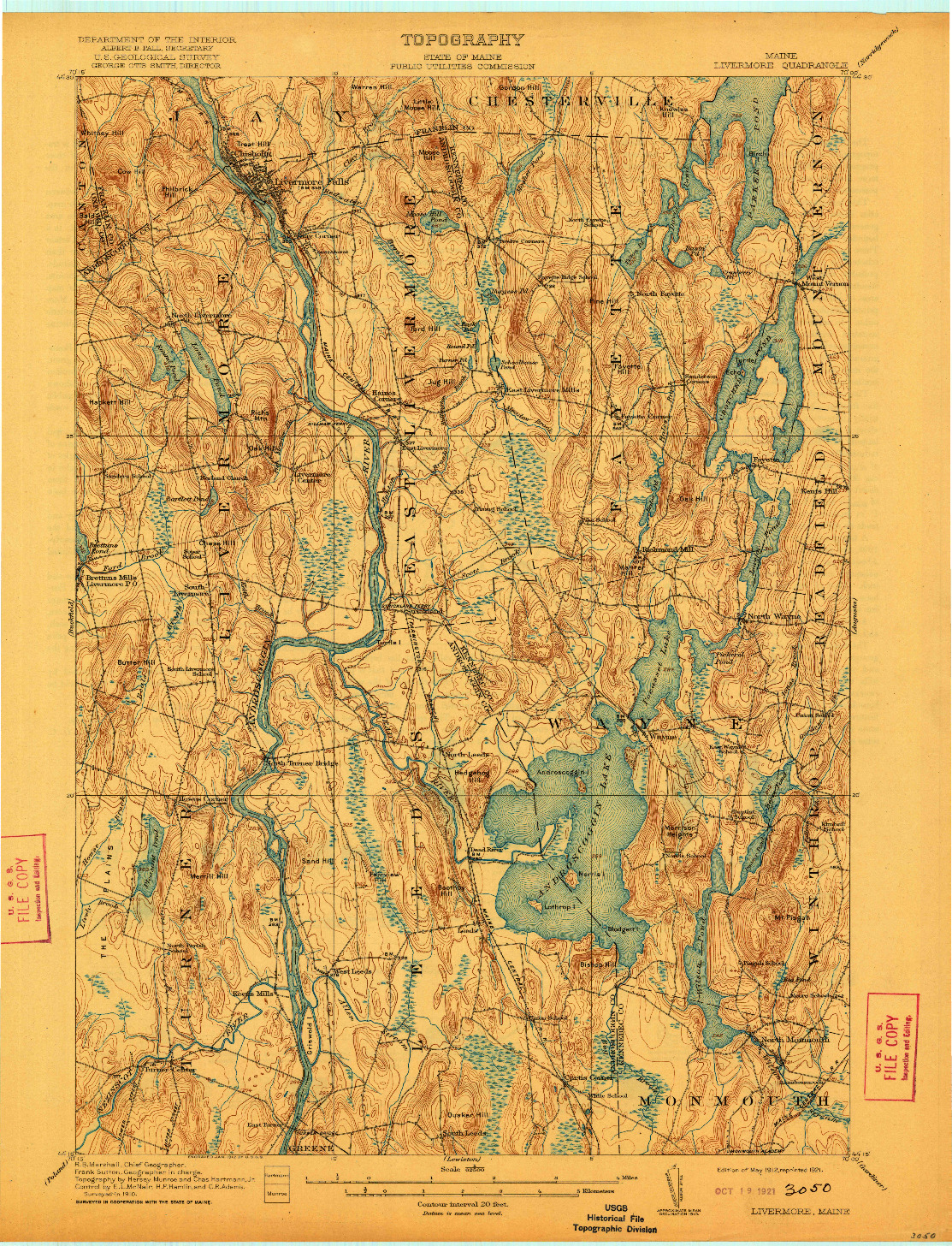 USGS 1:62500-SCALE QUADRANGLE FOR LIVERMORE, ME 1912