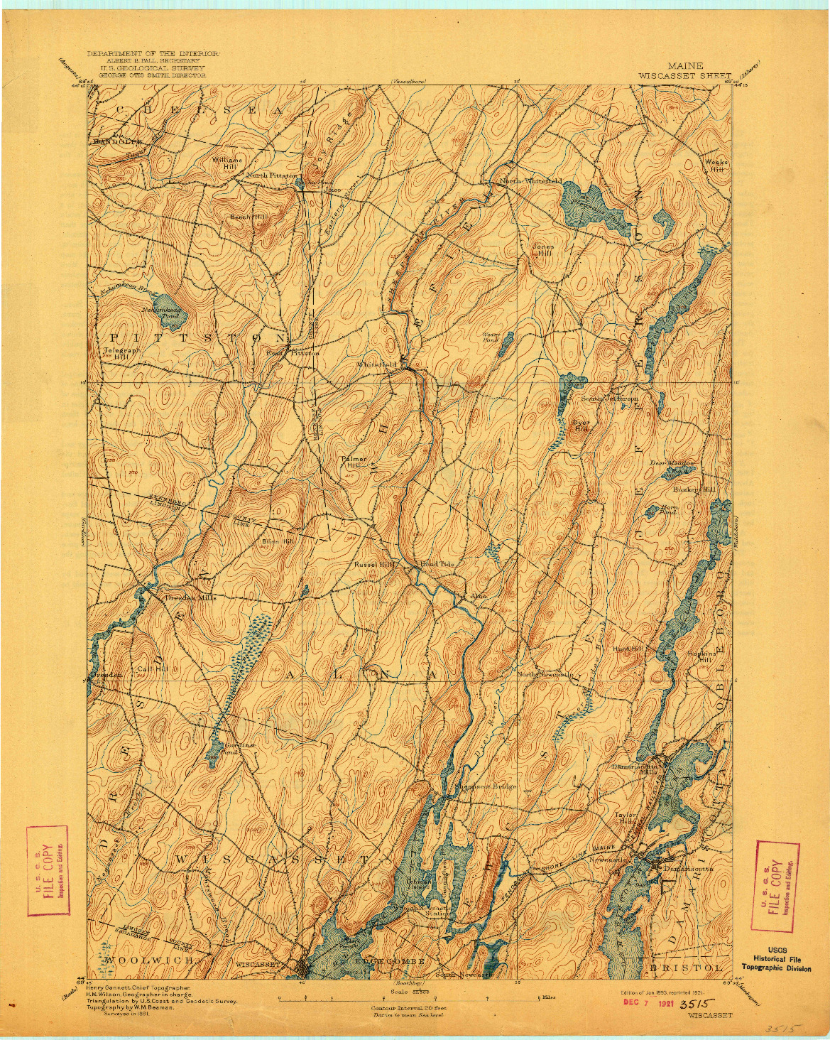 USGS 1:62500-SCALE QUADRANGLE FOR WISCASSET, ME 1893