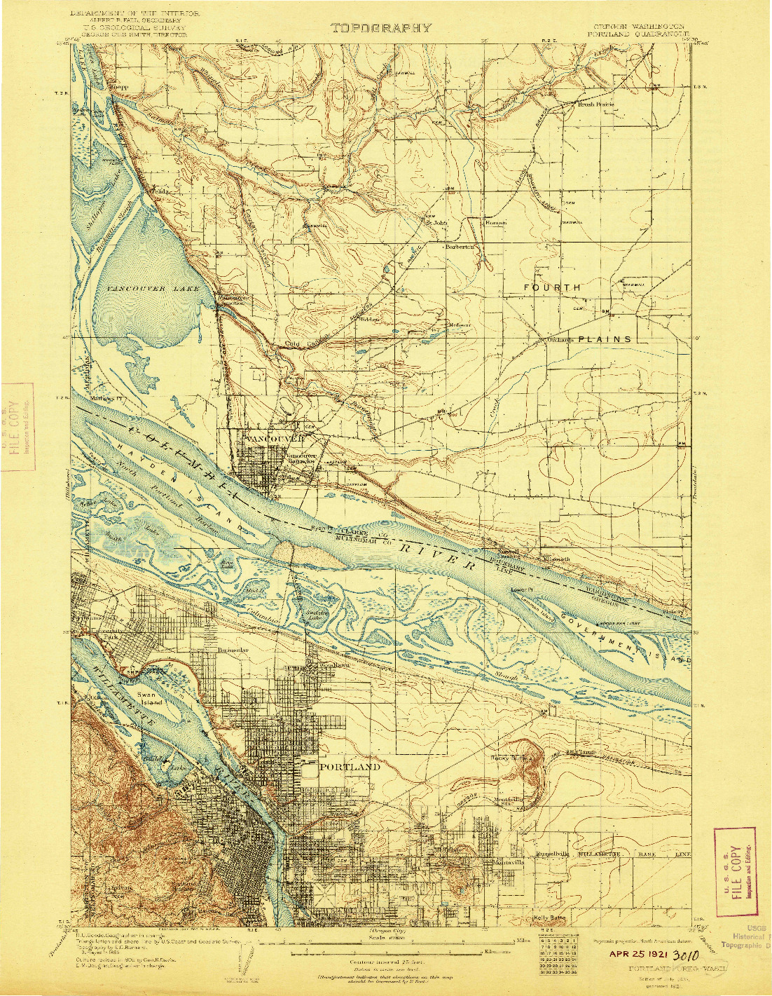 USGS 1:62500-SCALE QUADRANGLE FOR PORTLAND, OR 1905