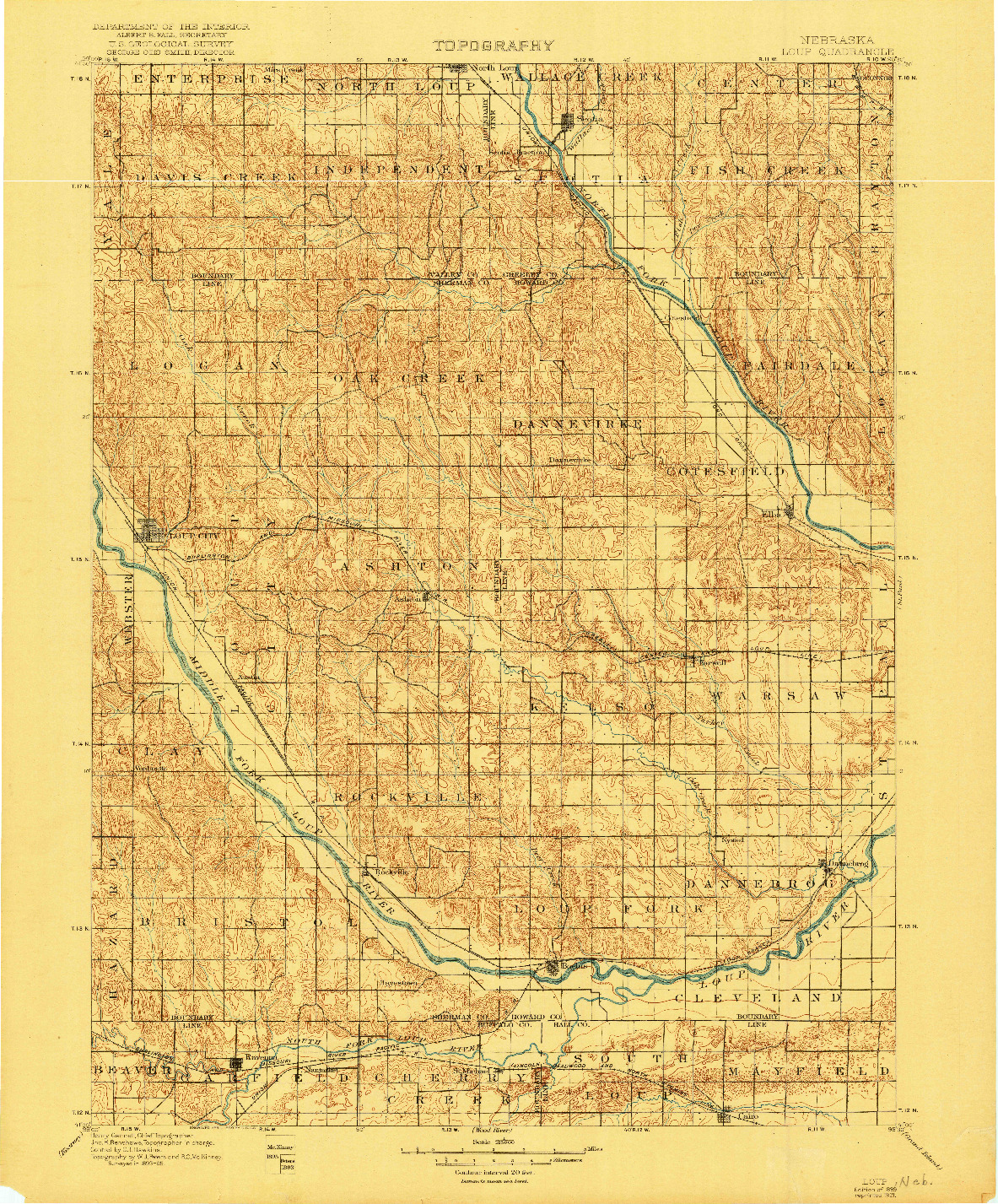USGS 1:125000-SCALE QUADRANGLE FOR LOUP, NE 1899