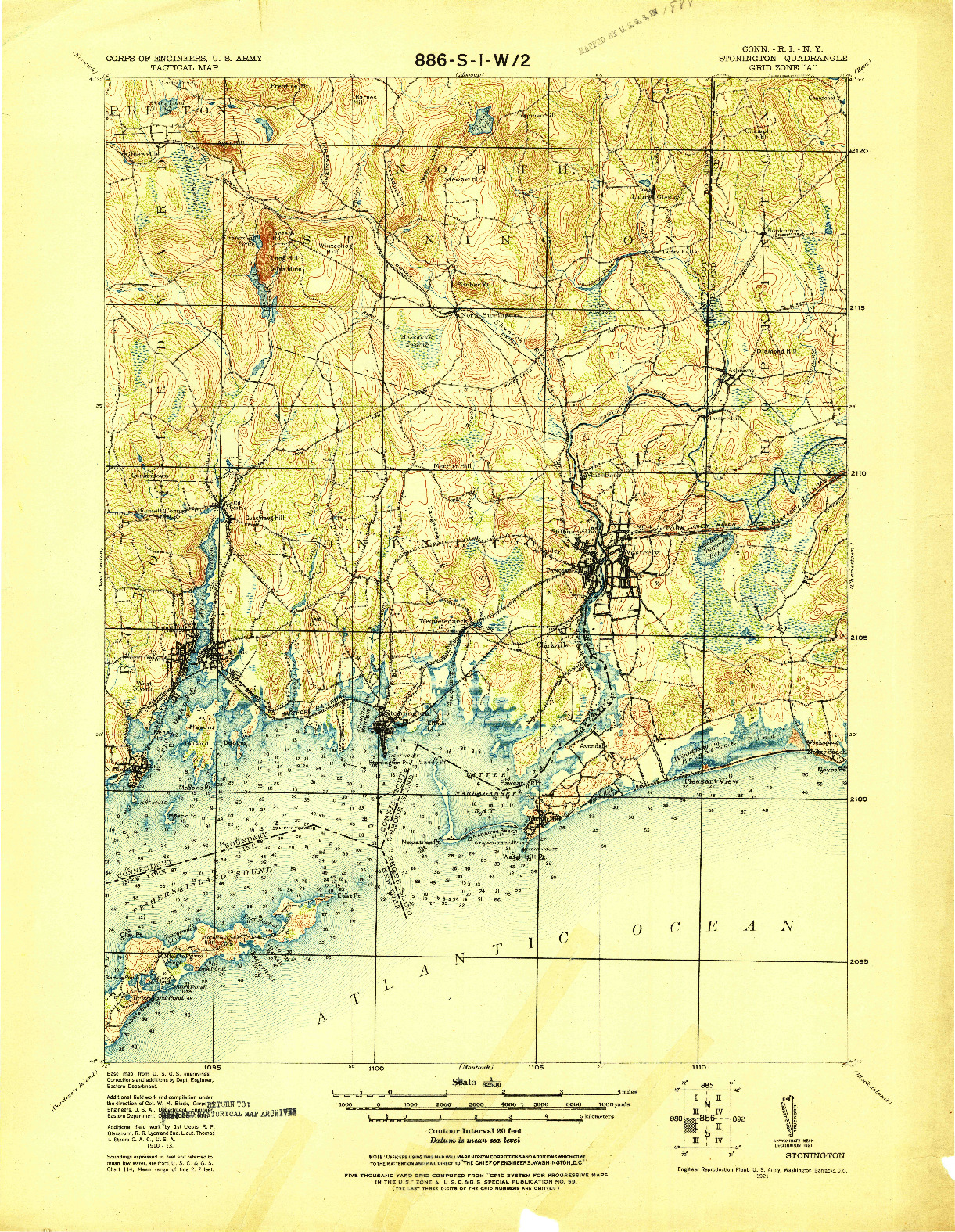 USGS 1:62500-SCALE QUADRANGLE FOR STONINGTON, CT 1921