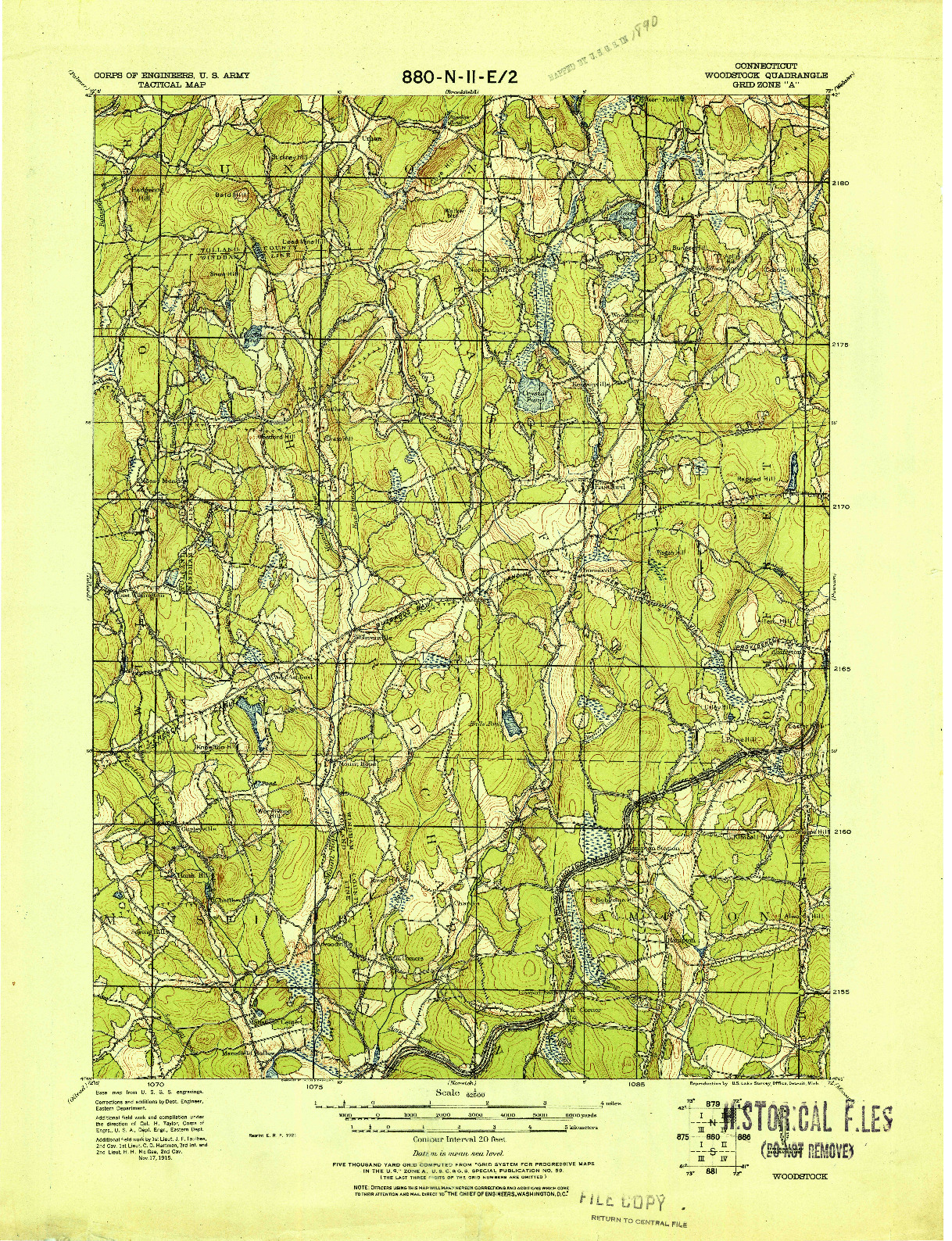 USGS 1:62500-SCALE QUADRANGLE FOR WOODSTOCK, CT 1921