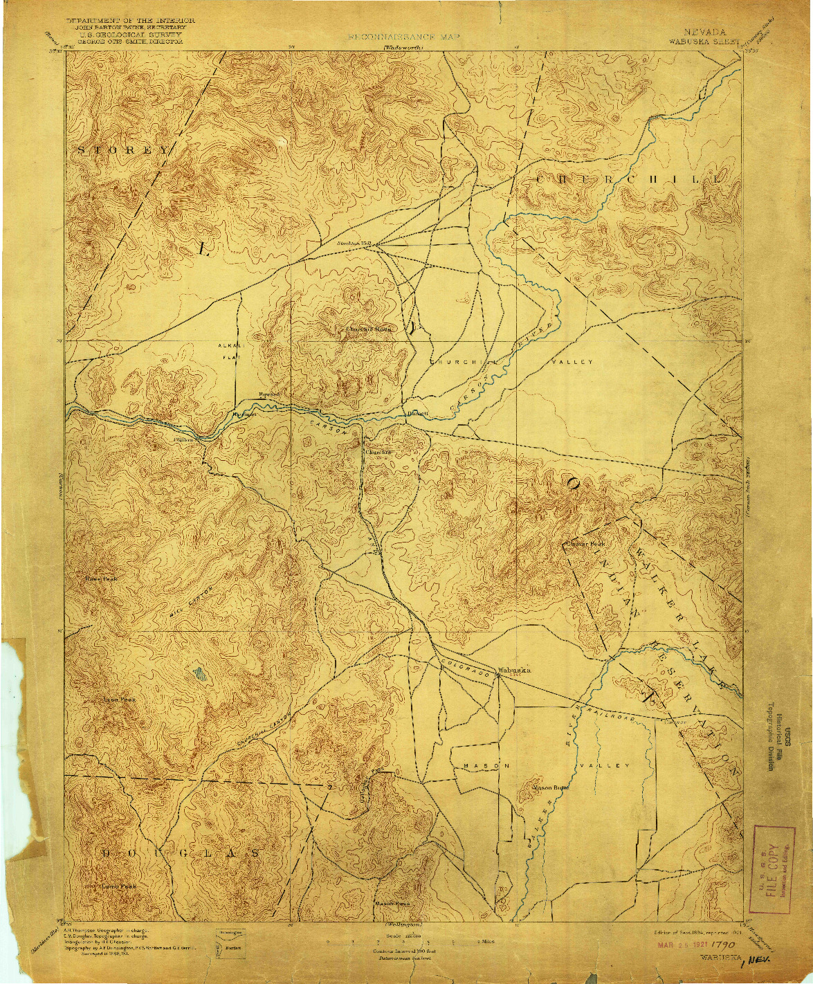 USGS 1:125000-SCALE QUADRANGLE FOR WABUSKA, NV 1894