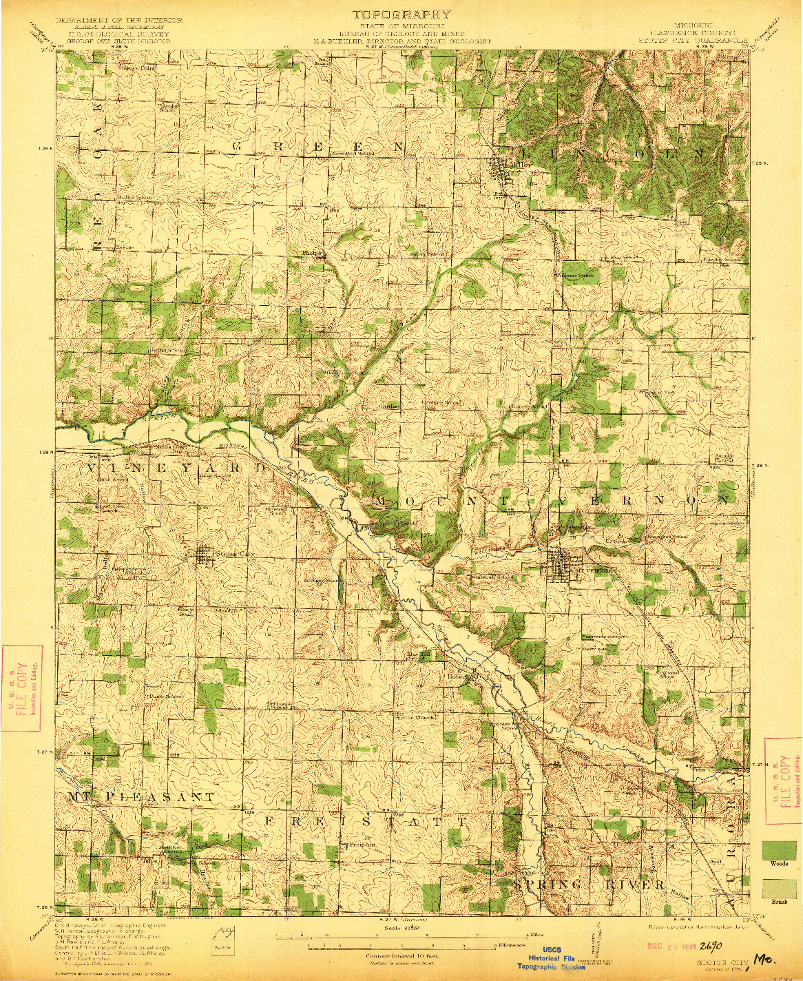 USGS 1:62500-SCALE QUADRANGLE FOR STOTTS CITY, MO 1921