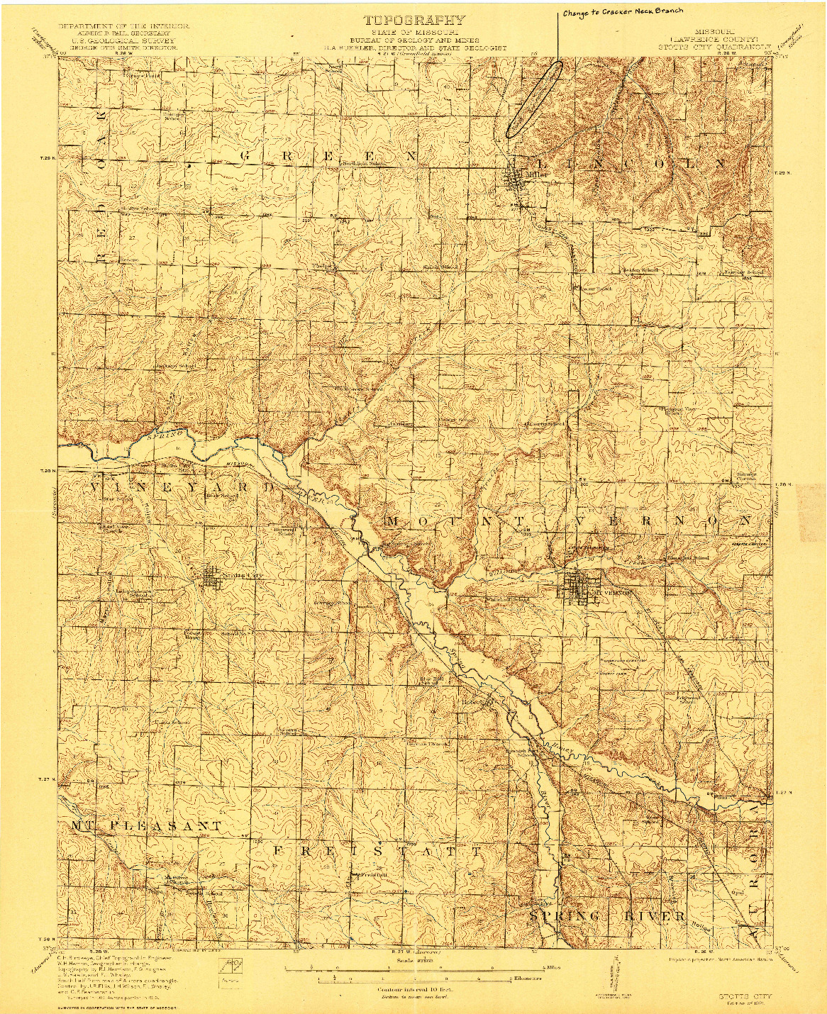 USGS 1:62500-SCALE QUADRANGLE FOR STOTTS CITY, MO 1921
