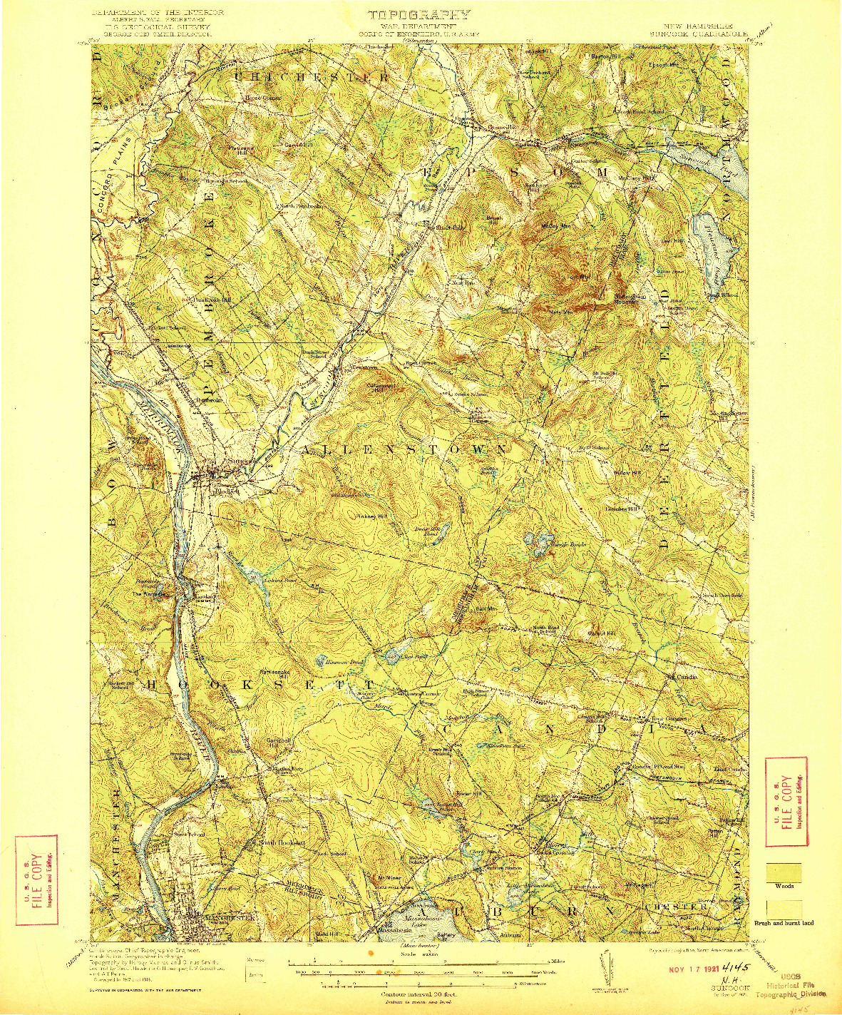 USGS 1:62500-SCALE QUADRANGLE FOR SUNCOOK, NH 1921