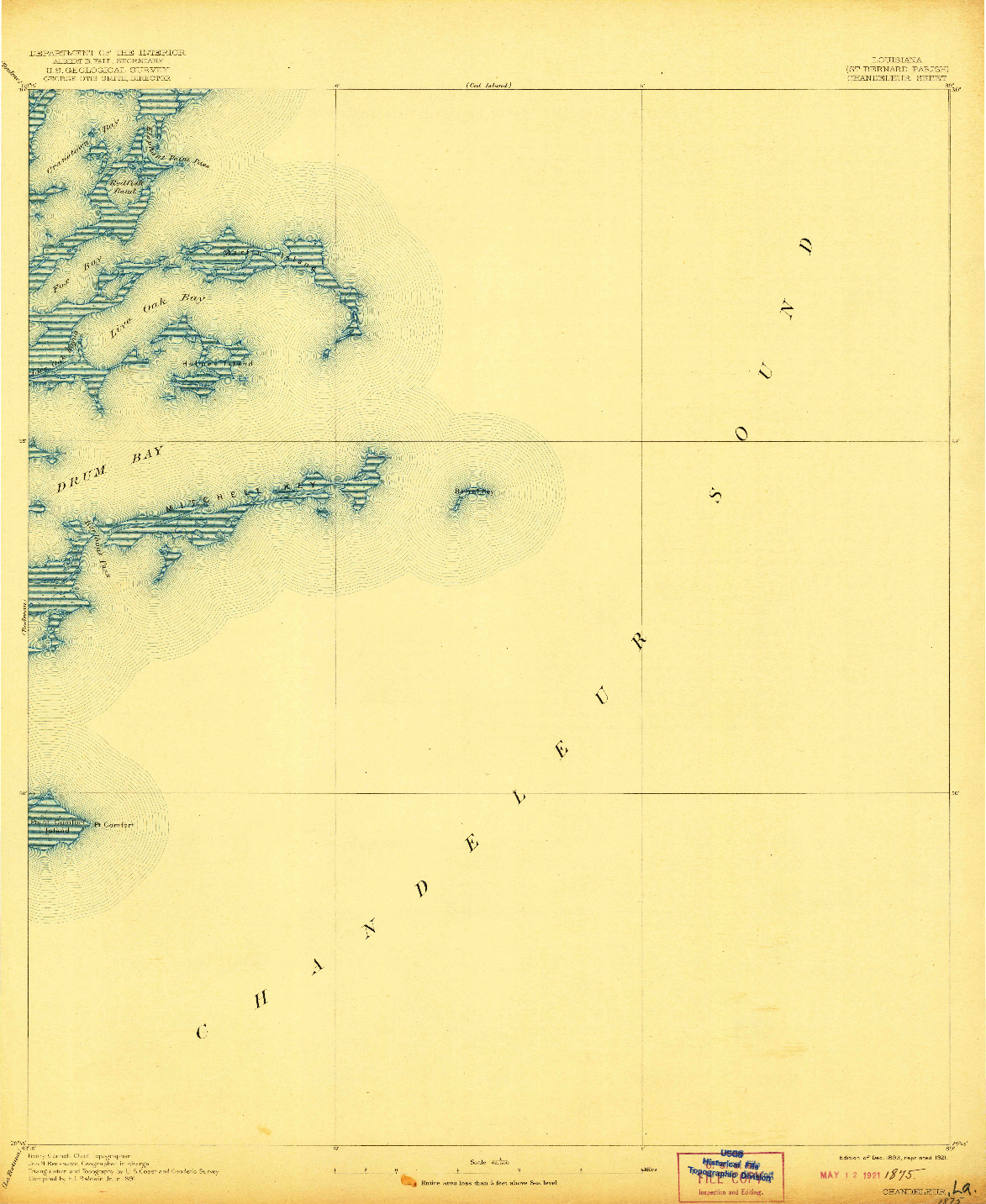 USGS 1:62500-SCALE QUADRANGLE FOR CHANDELEUR, LA 1893
