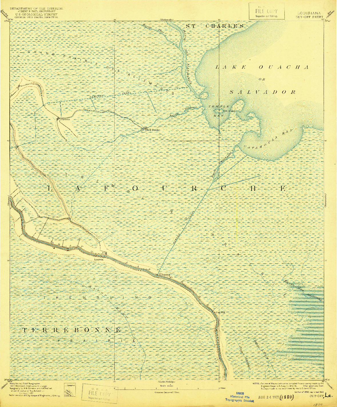USGS 1:62500-SCALE QUADRANGLE FOR CUT-OFF, LA 1892