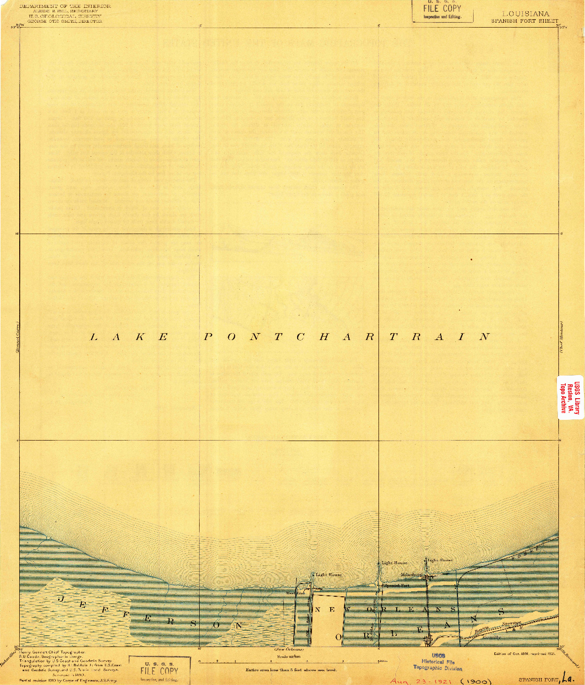 USGS 1:62500-SCALE QUADRANGLE FOR SPANISH FORT, LA 1891