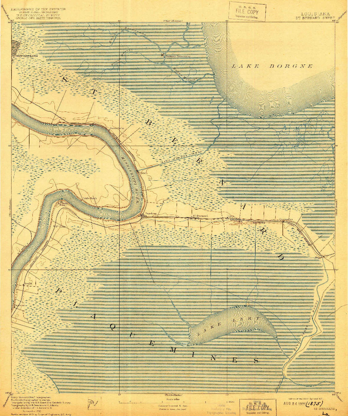 USGS 1:62500-SCALE QUADRANGLE FOR ST. BERNARD, LA 1892