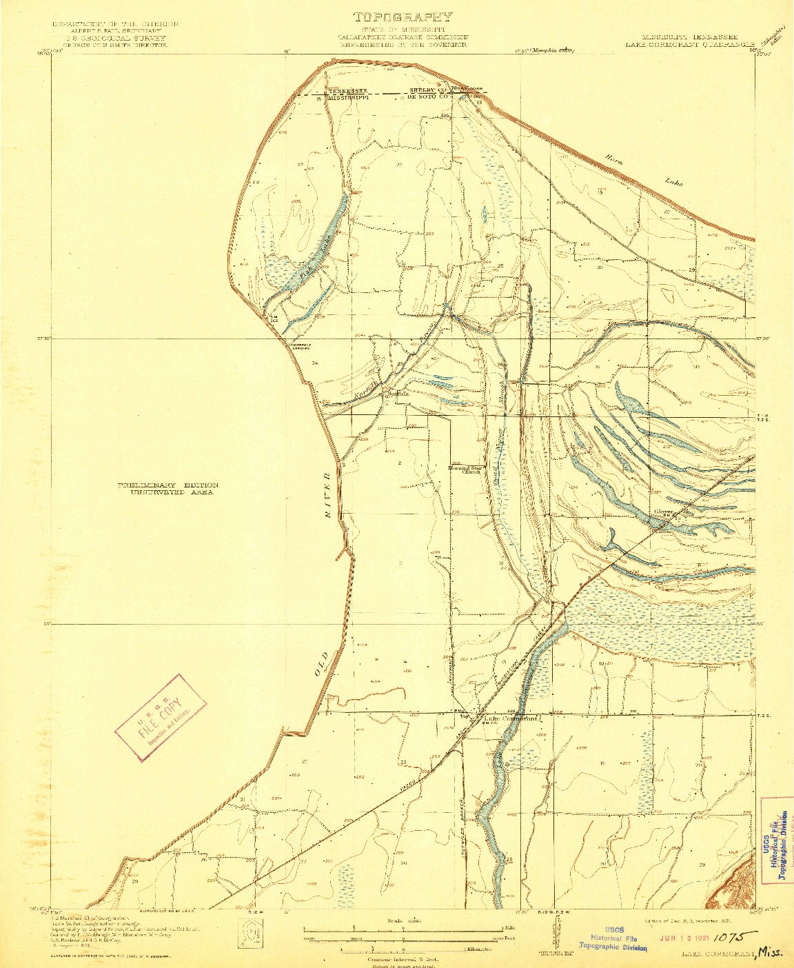 USGS 1:31680-SCALE QUADRANGLE FOR LAKE CORMORANT, MS 1912