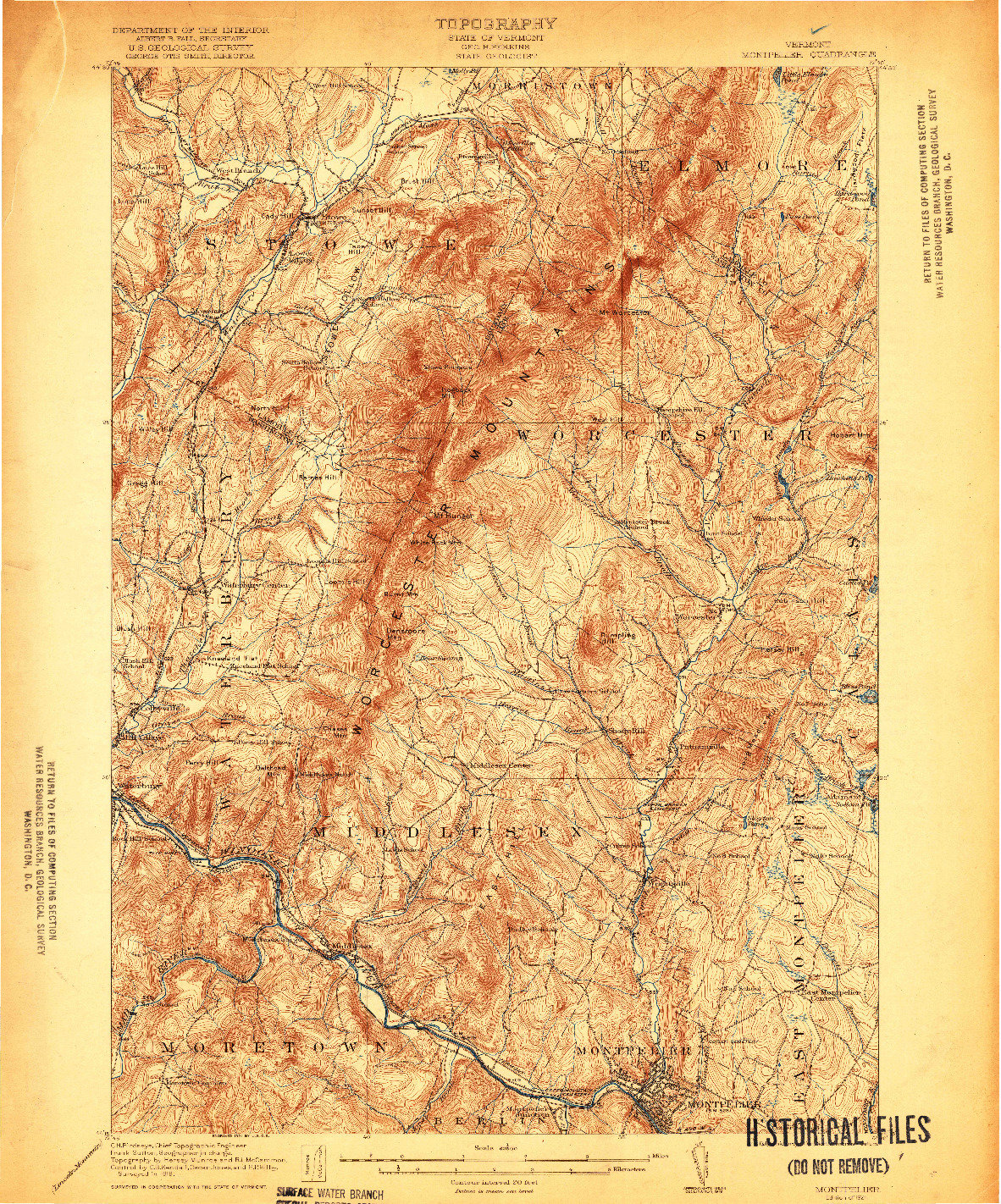 USGS 1:62500-SCALE QUADRANGLE FOR MONTPELIER, VT 1921