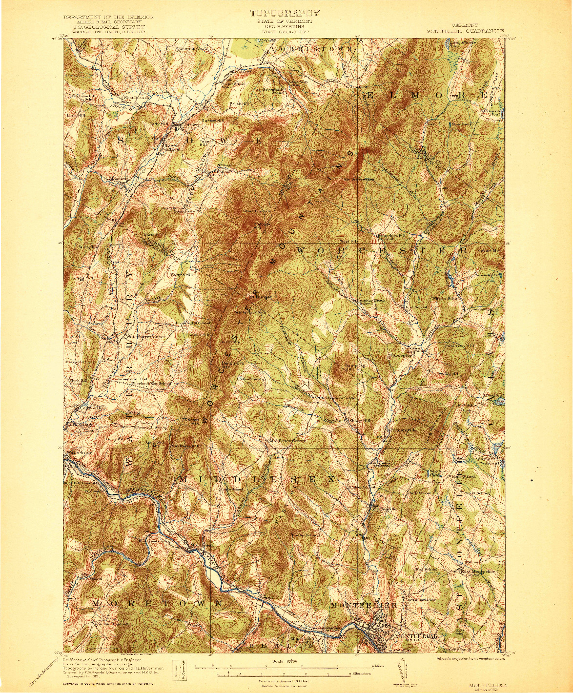 USGS 1:62500-SCALE QUADRANGLE FOR MONTPELIER, VT 1921