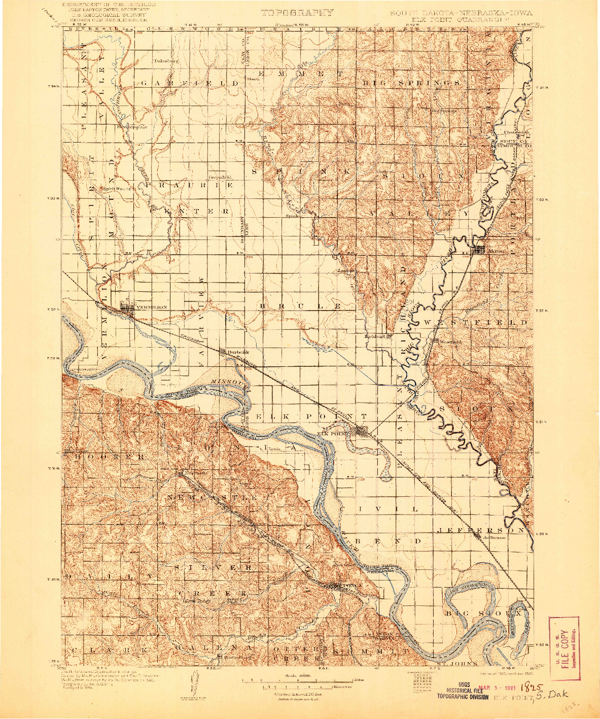 USGS 1:125000-SCALE QUADRANGLE FOR ELK POINT, SD 1907