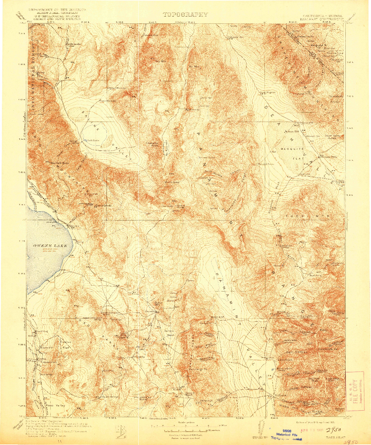 USGS 1:250000-SCALE QUADRANGLE FOR BALLARAT, CA 1913