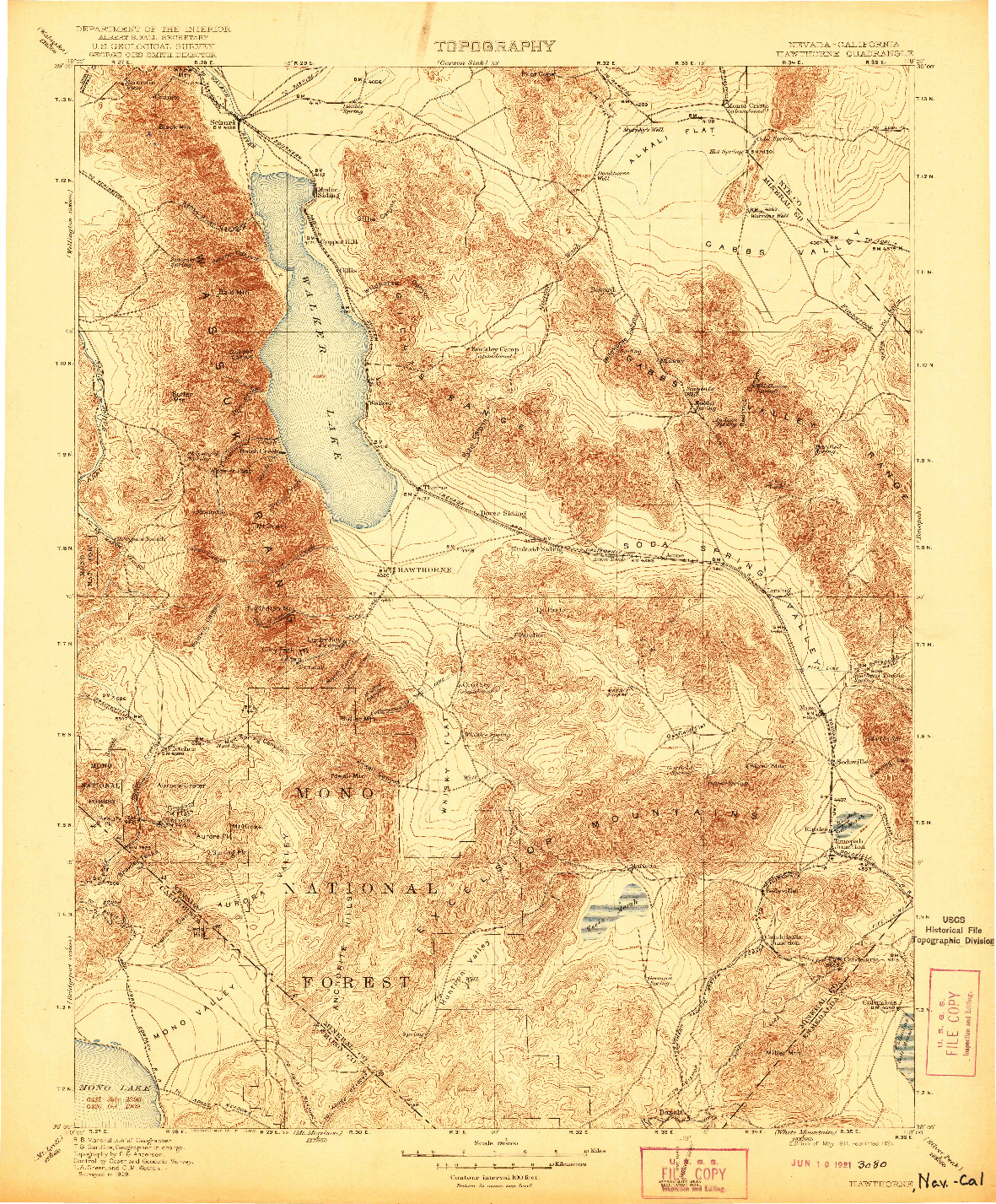 USGS 1:250000-SCALE QUADRANGLE FOR HAWTHORNE, NV 1911