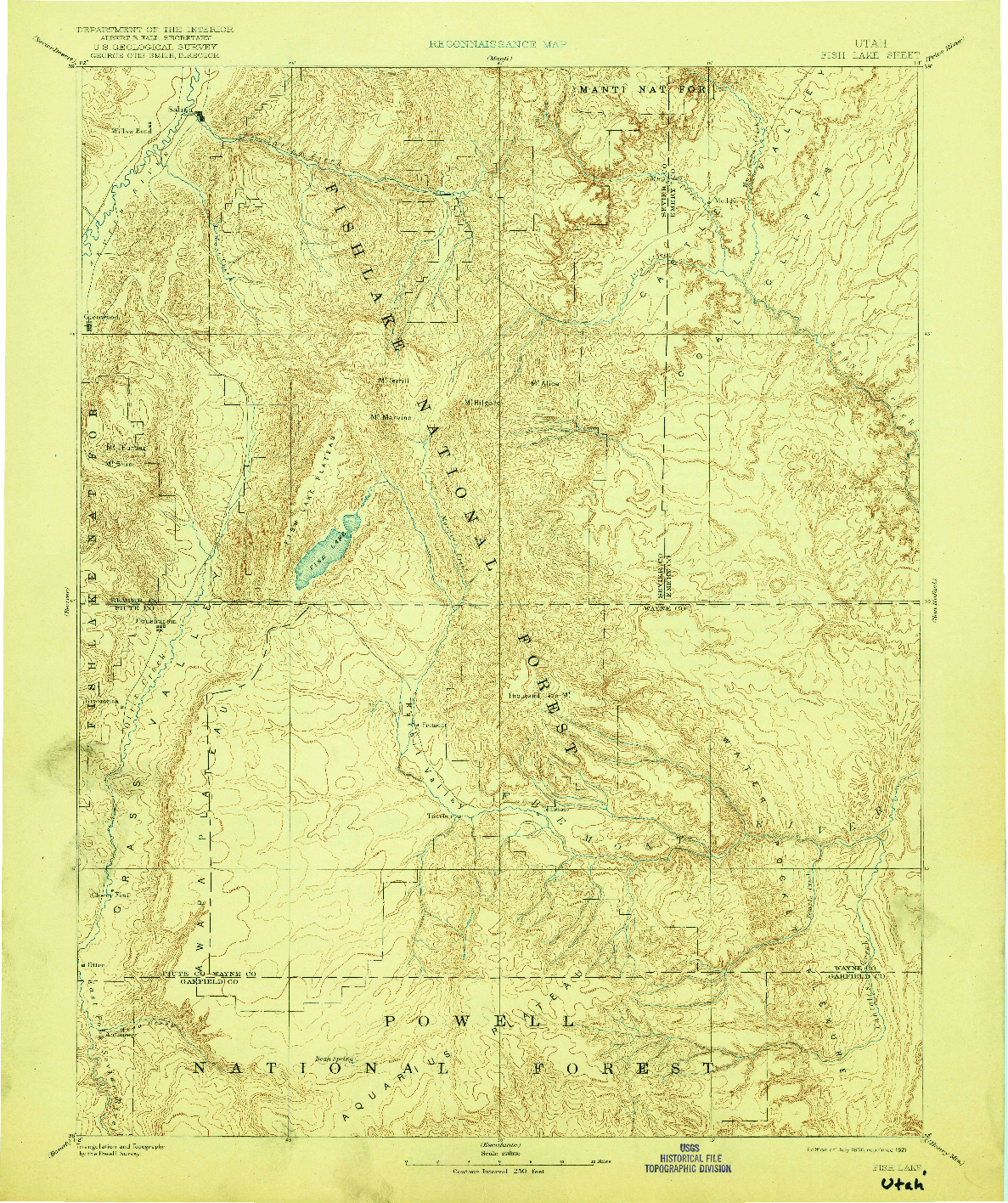 USGS 1:250000-SCALE QUADRANGLE FOR FISH LAKE, UT 1896