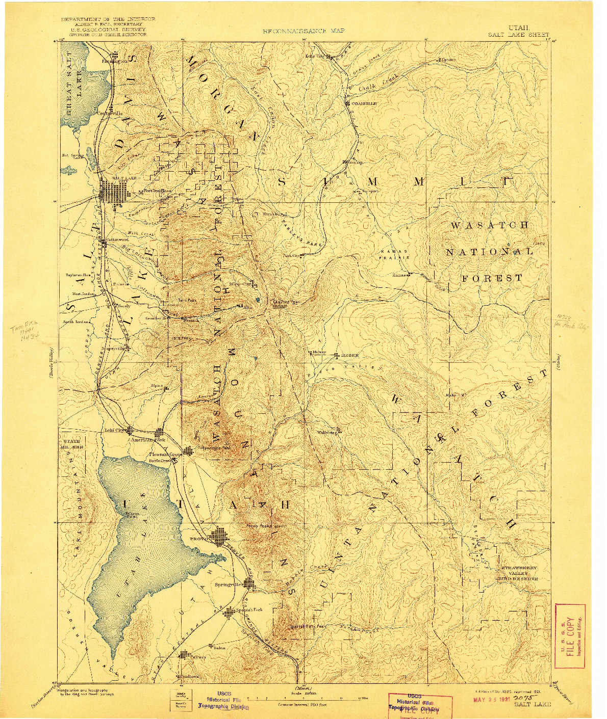 USGS 1:250000-SCALE QUADRANGLE FOR SALT LAKE, UT 1885