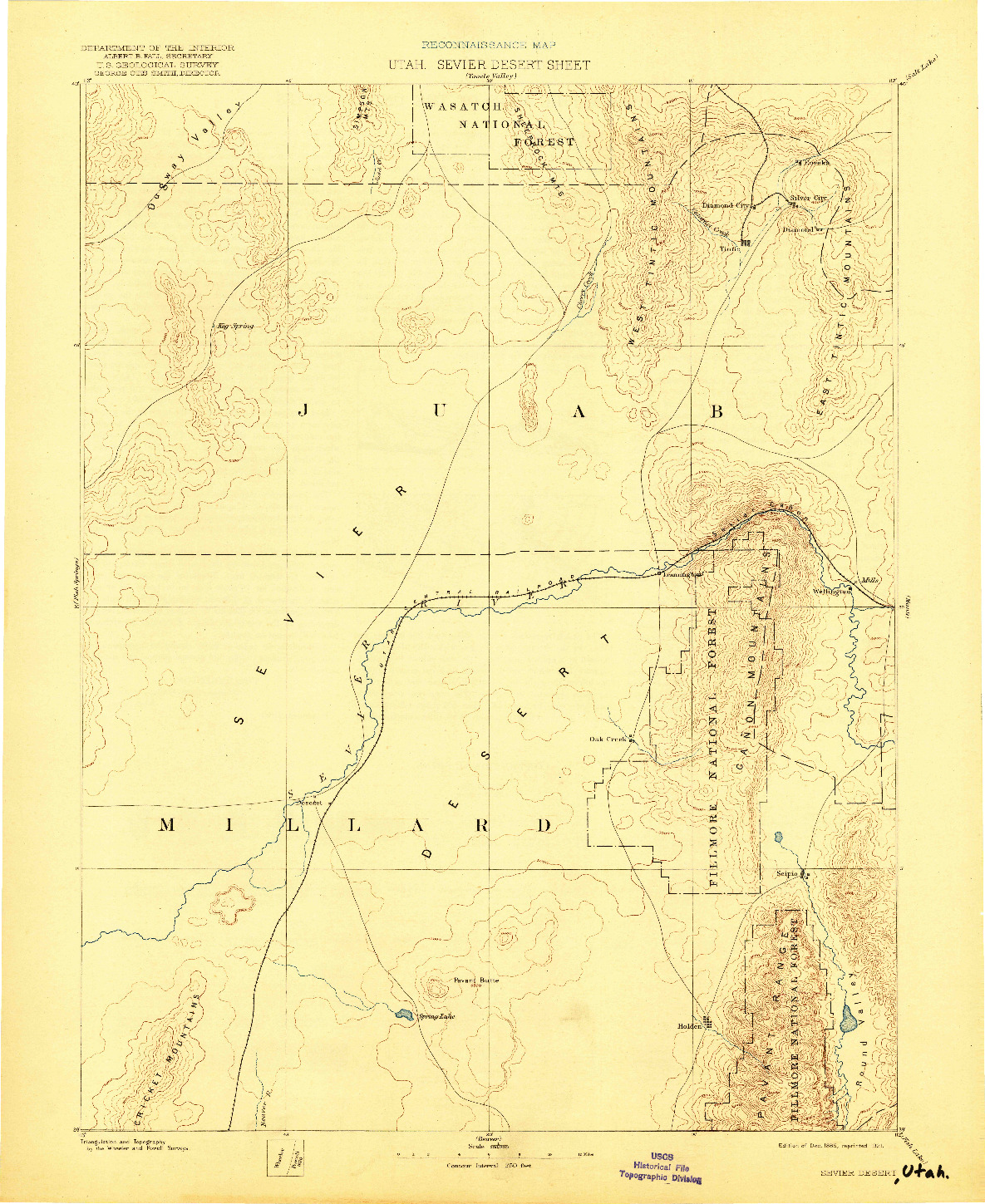 USGS 1:250000-SCALE QUADRANGLE FOR SEVIER DESERT, UT 1885