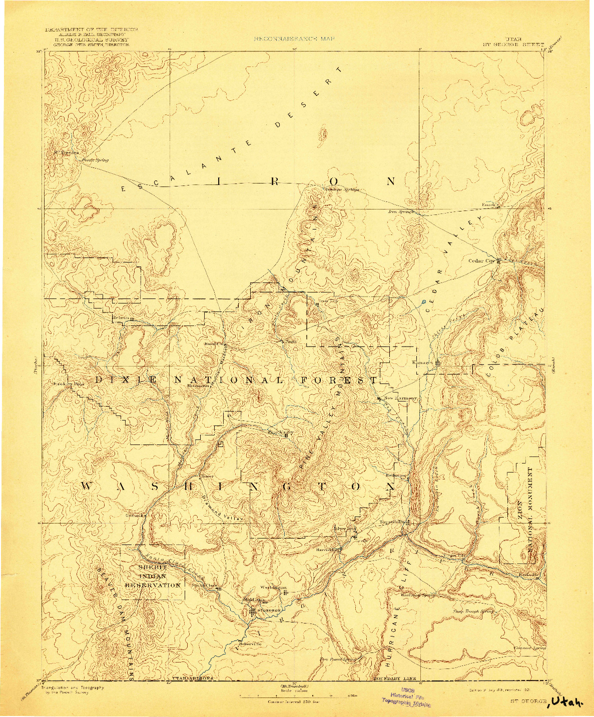 USGS 1:250000-SCALE QUADRANGLE FOR ST. GEORGE, UT 1891
