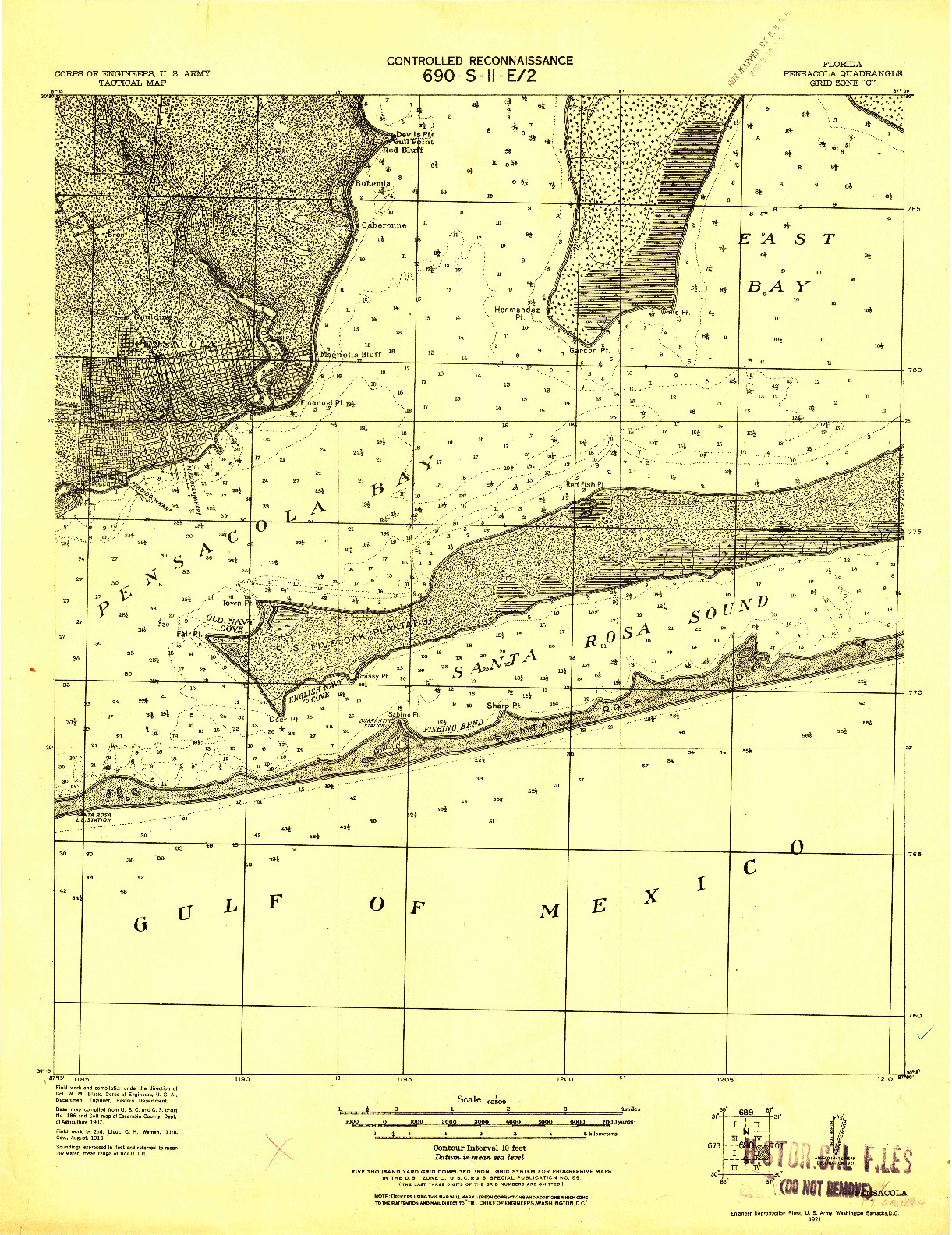 USGS 1:62500-SCALE QUADRANGLE FOR PENSACOLA, FL 1921