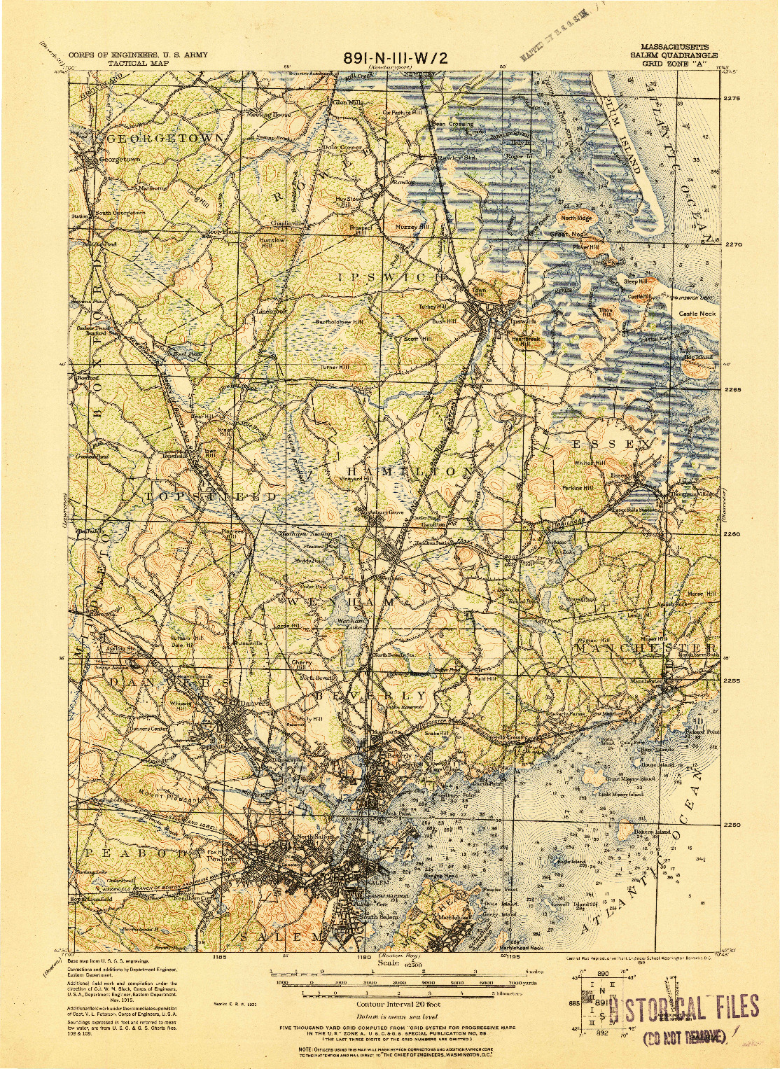 USGS 1:62500-SCALE QUADRANGLE FOR SALEM, MA 1919