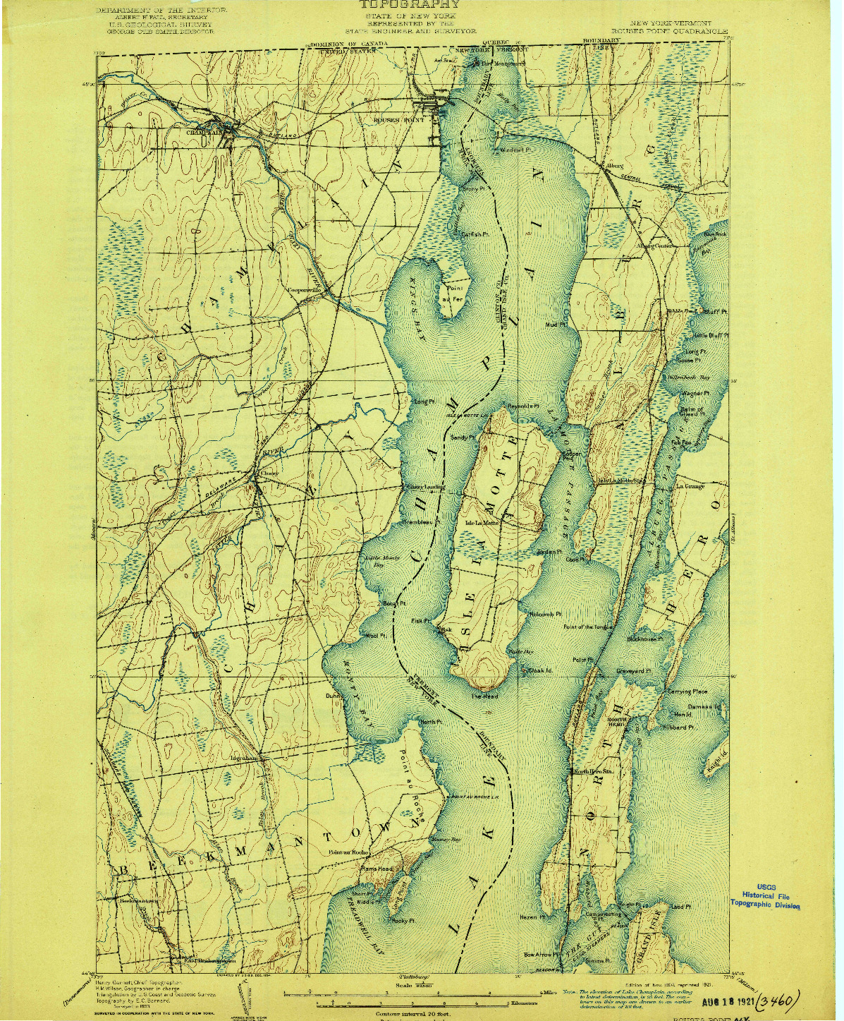 USGS 1:62500-SCALE QUADRANGLE FOR ROUSES POINT, NY 1907