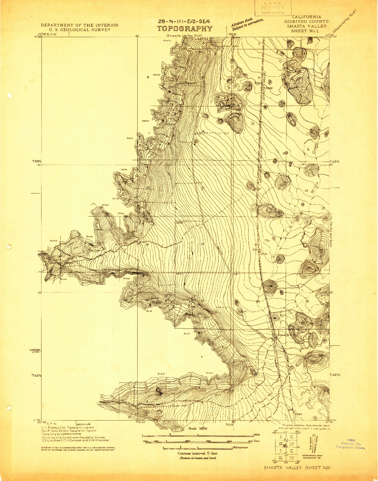 USGS 1:24000-SCALE QUADRANGLE FOR SHASTA VALLEY SHEET NO 1, CA 1921