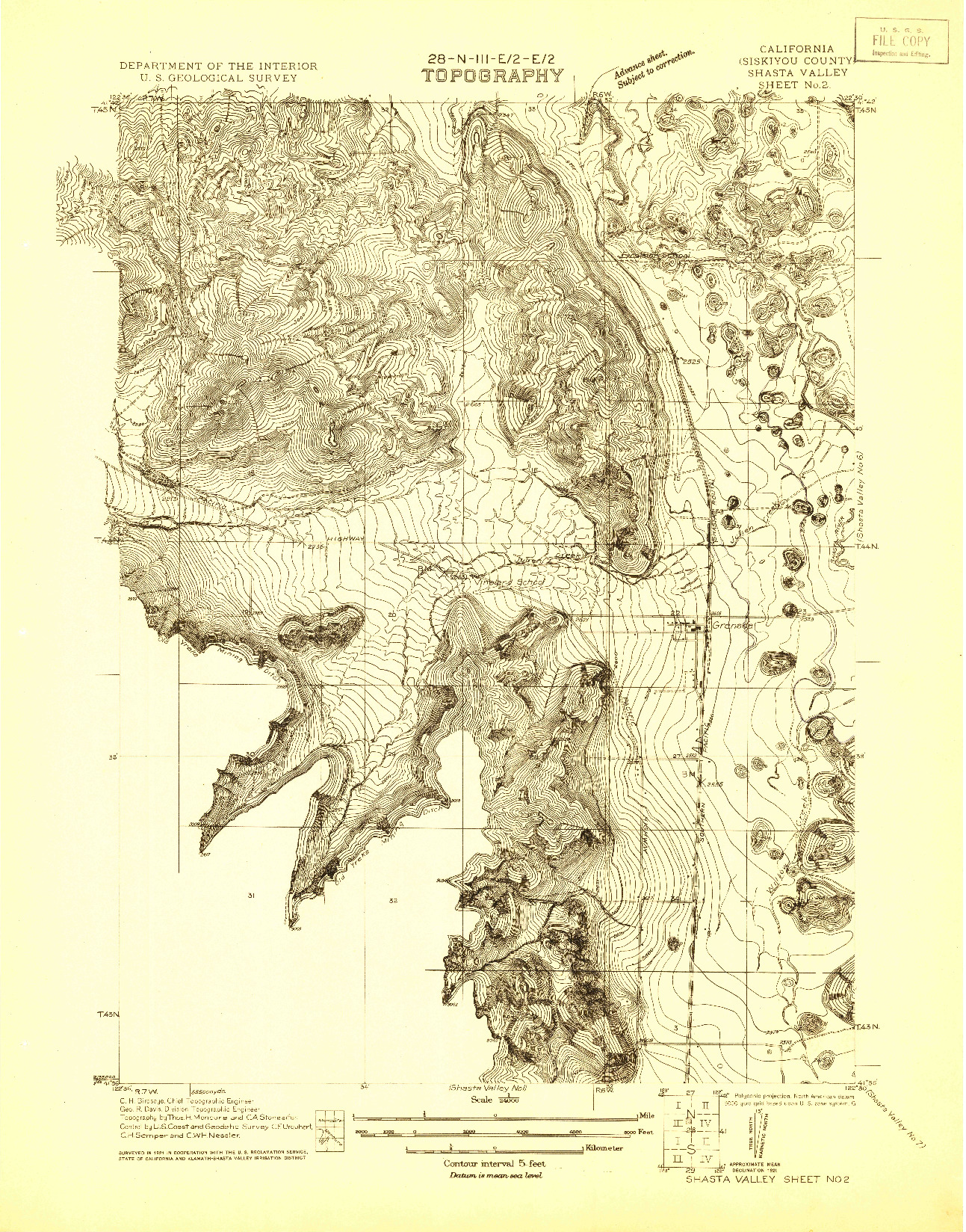 USGS 1:24000-SCALE QUADRANGLE FOR SHASTA VALLEY SHEET NO 2, CA 1921