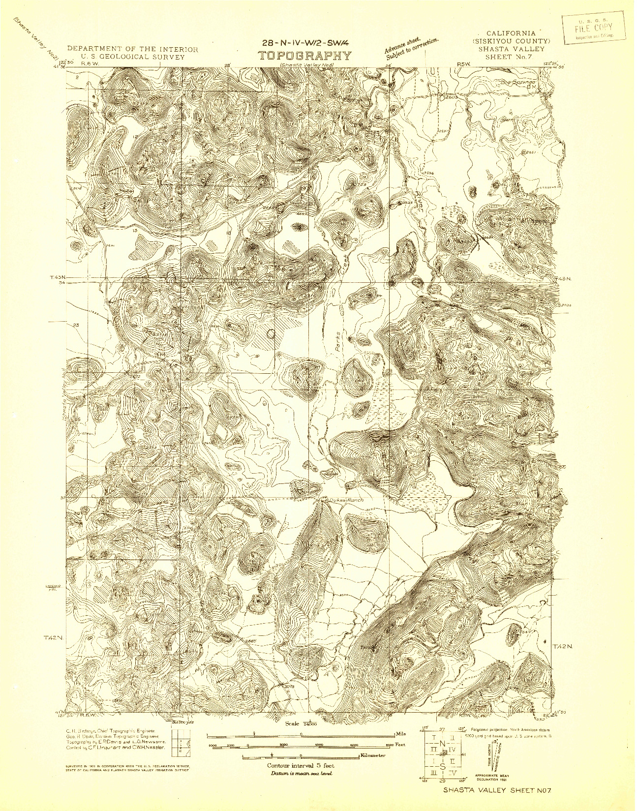 USGS 1:24000-SCALE QUADRANGLE FOR SHASTA VALLEY SHEET NO 7, CA 1921