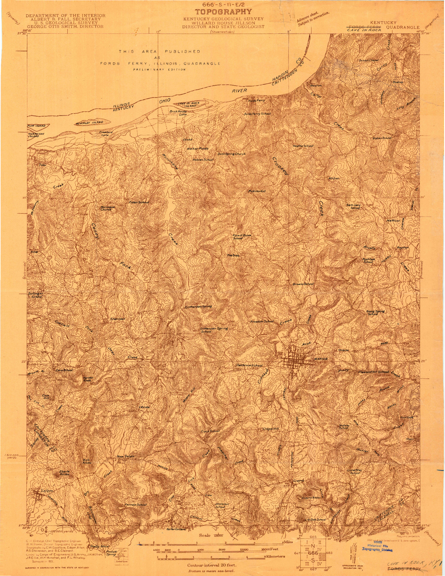 USGS 1:48000-SCALE QUADRANGLE FOR FORDS FERRY, KY 1921