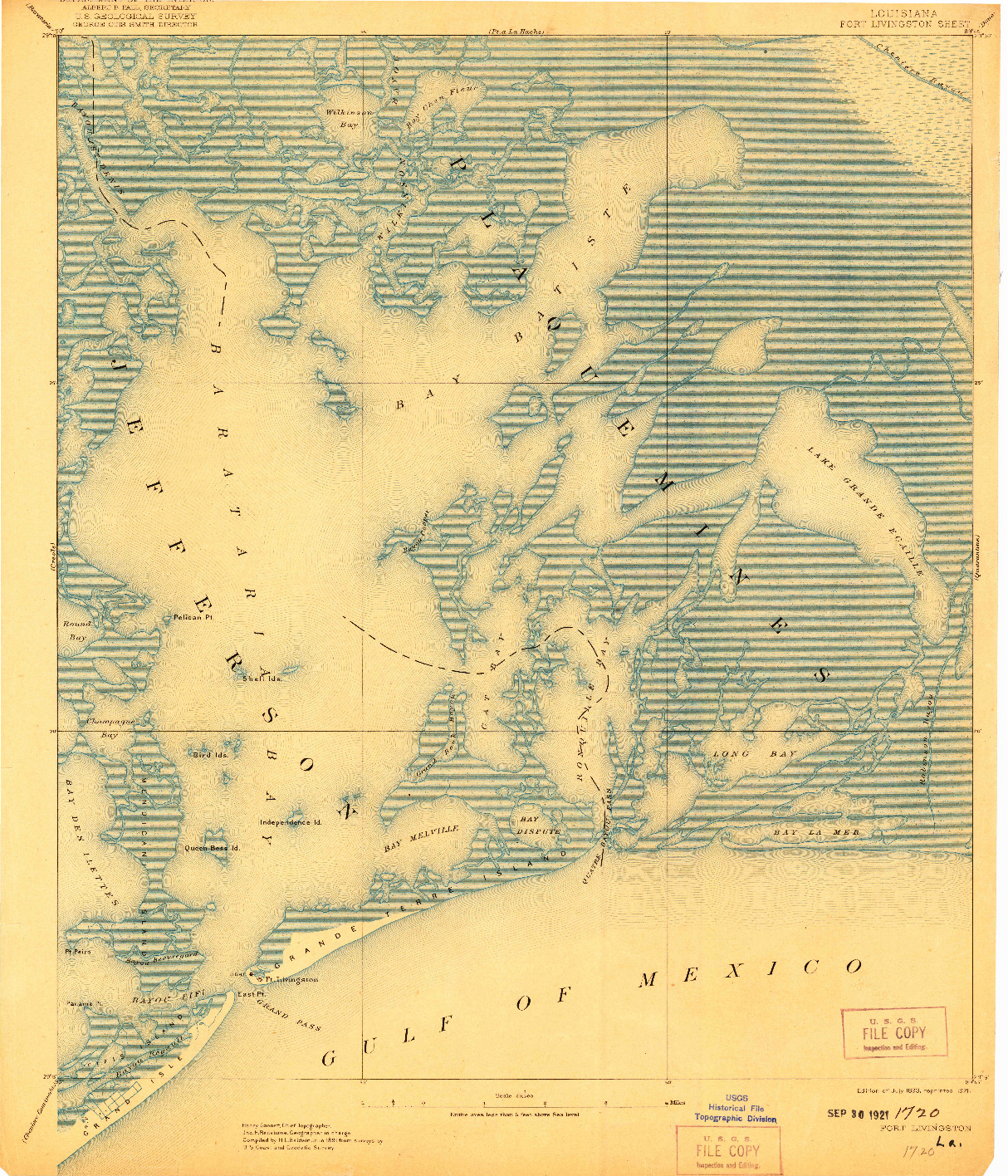 USGS 1:62500-SCALE QUADRANGLE FOR FORT LIVINGSTON, LA 1893