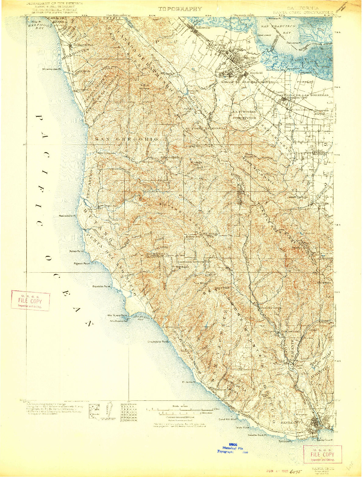 USGS 1:125000-SCALE QUADRANGLE FOR SANTA CRUZ, CA 1902