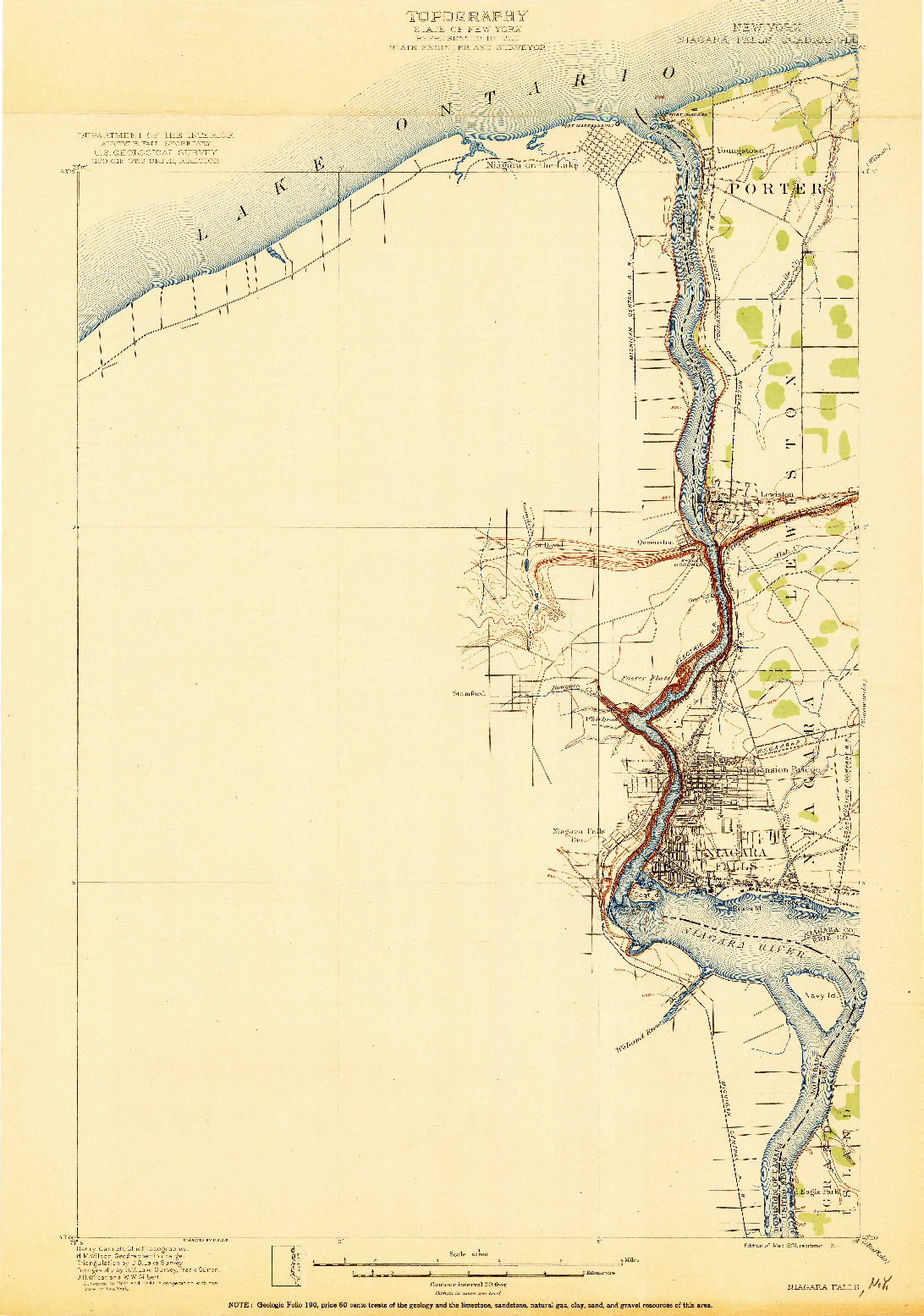 USGS 1:62500-SCALE QUADRANGLE FOR NIAGARA FALLS, NY 1901