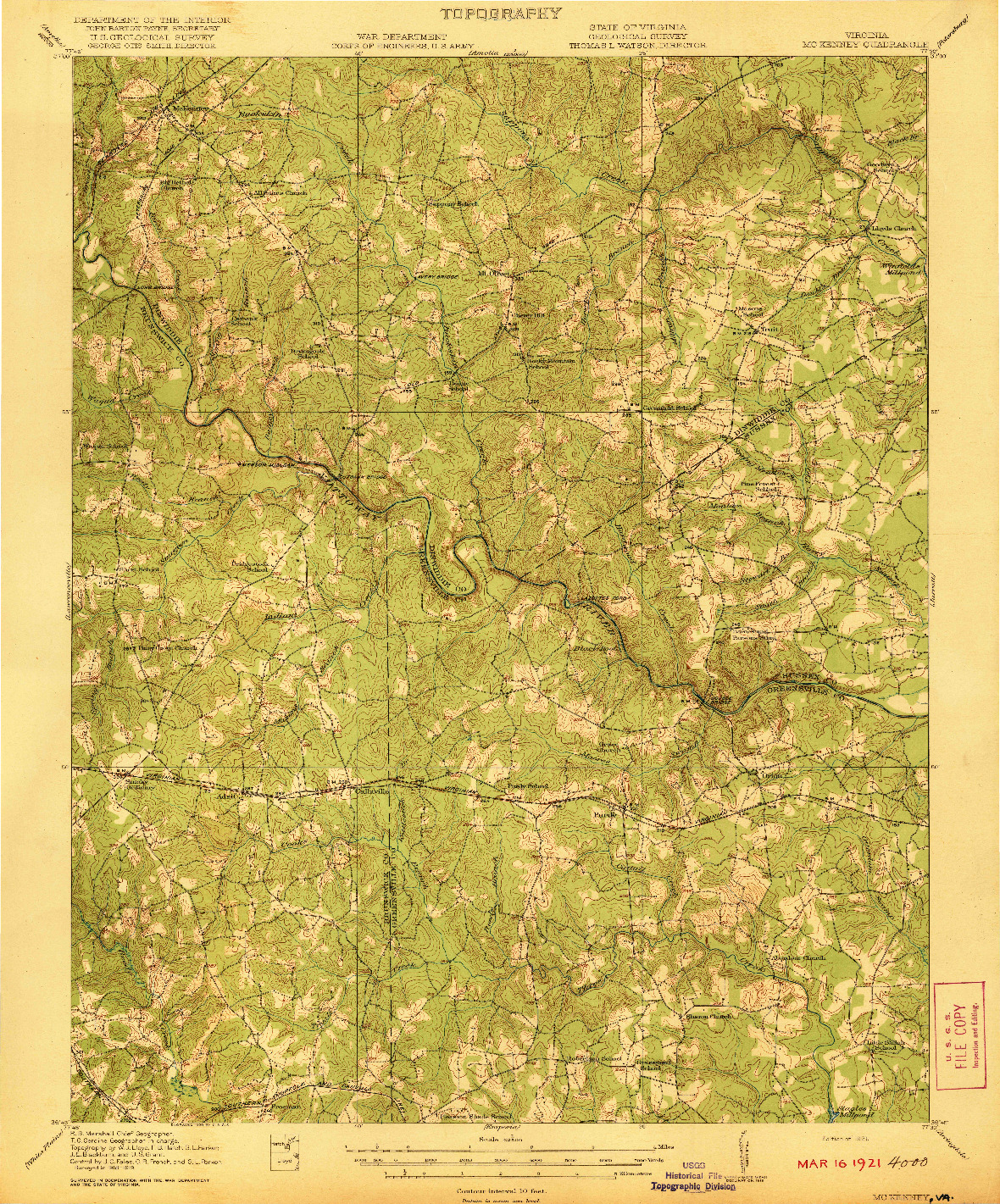 USGS 1:62500-SCALE QUADRANGLE FOR MC KENNEY, VA 1921